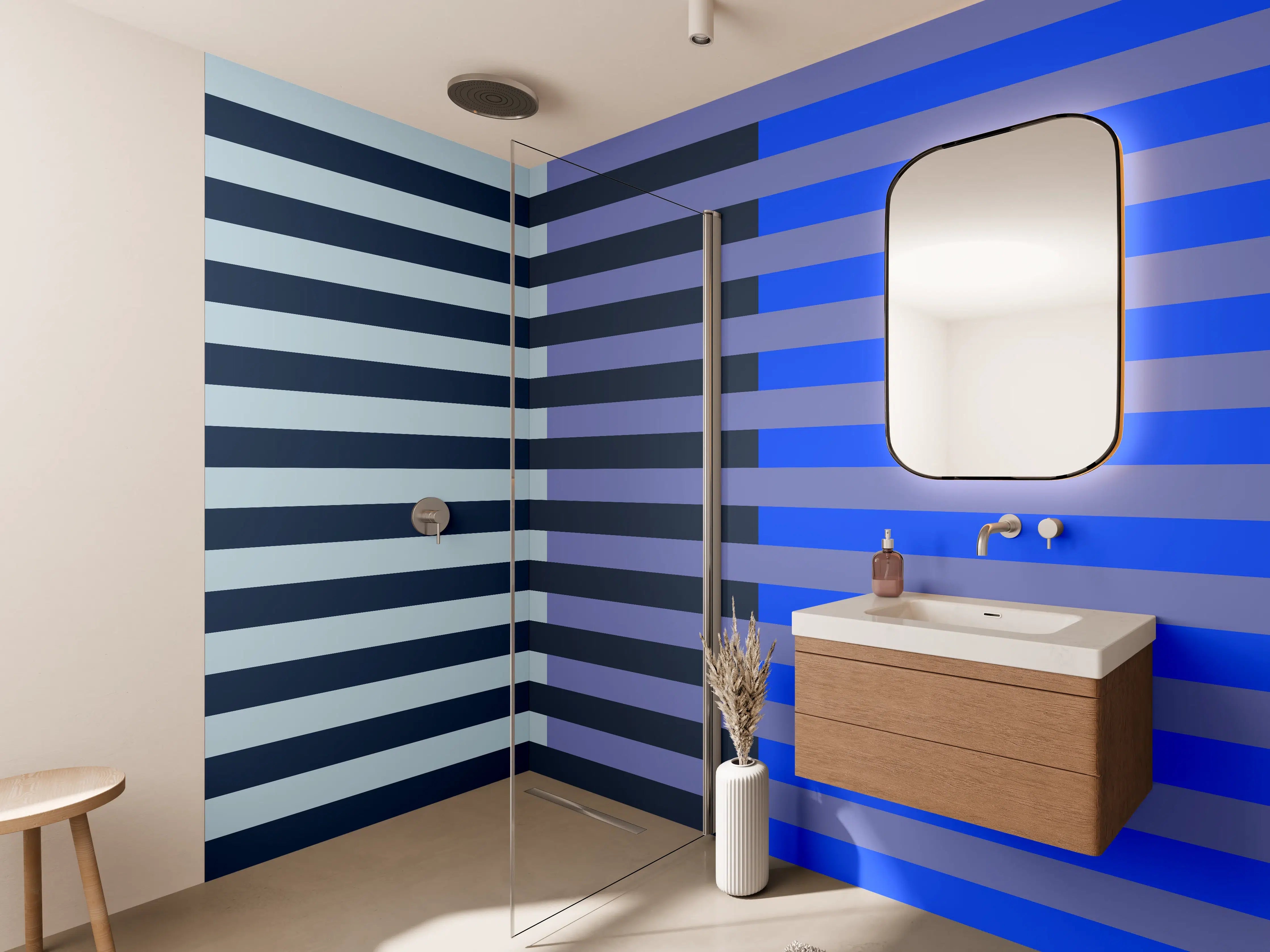 Wandverkleidung Bad - The Blues - Multy Stripes - Blueberry