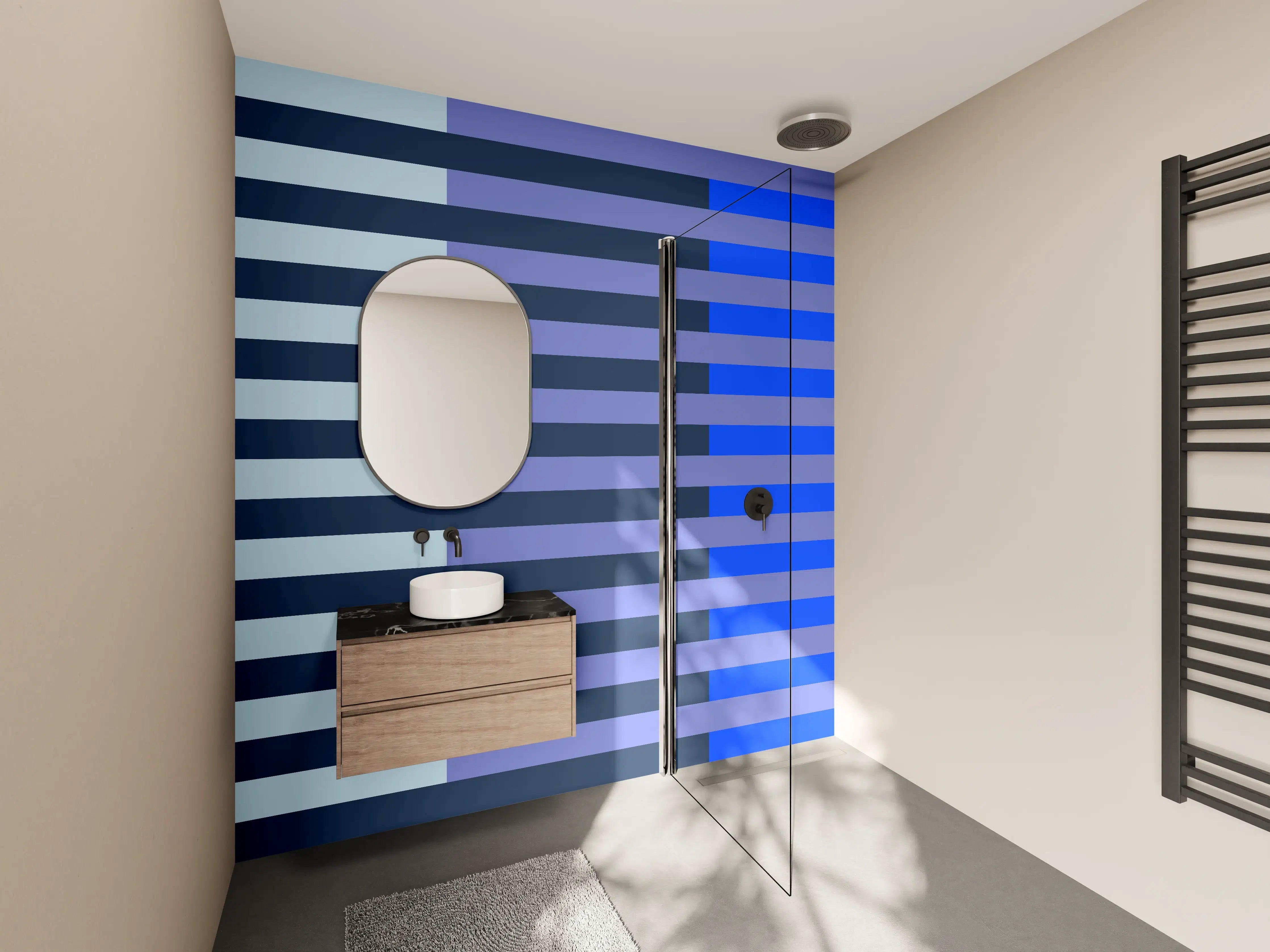 Wandverkleidung Bad - The Blues - Multy Stripes - Blueberry