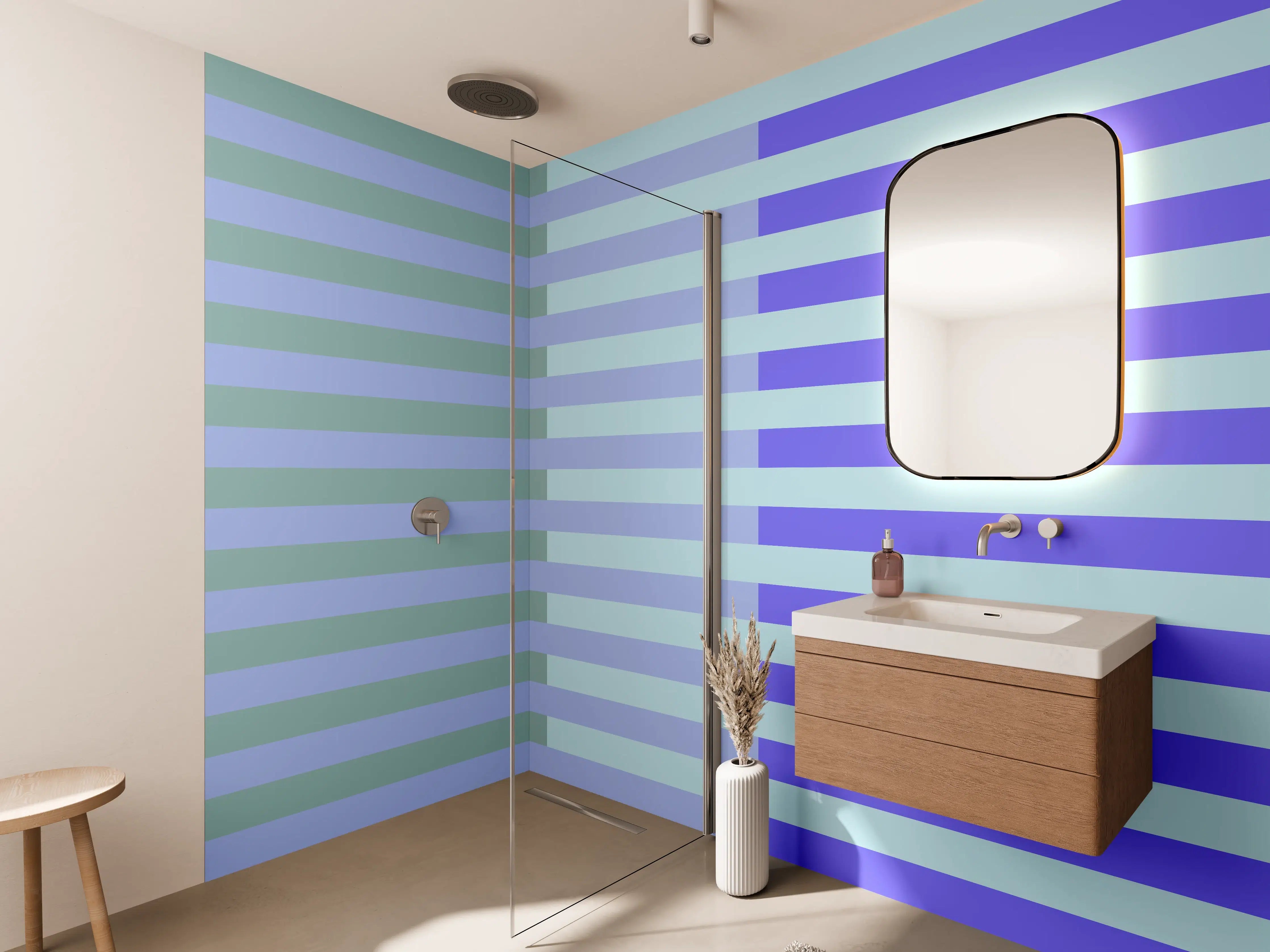 Wandverkleidung Bad - The Blues - Multy Stripes - Lavender