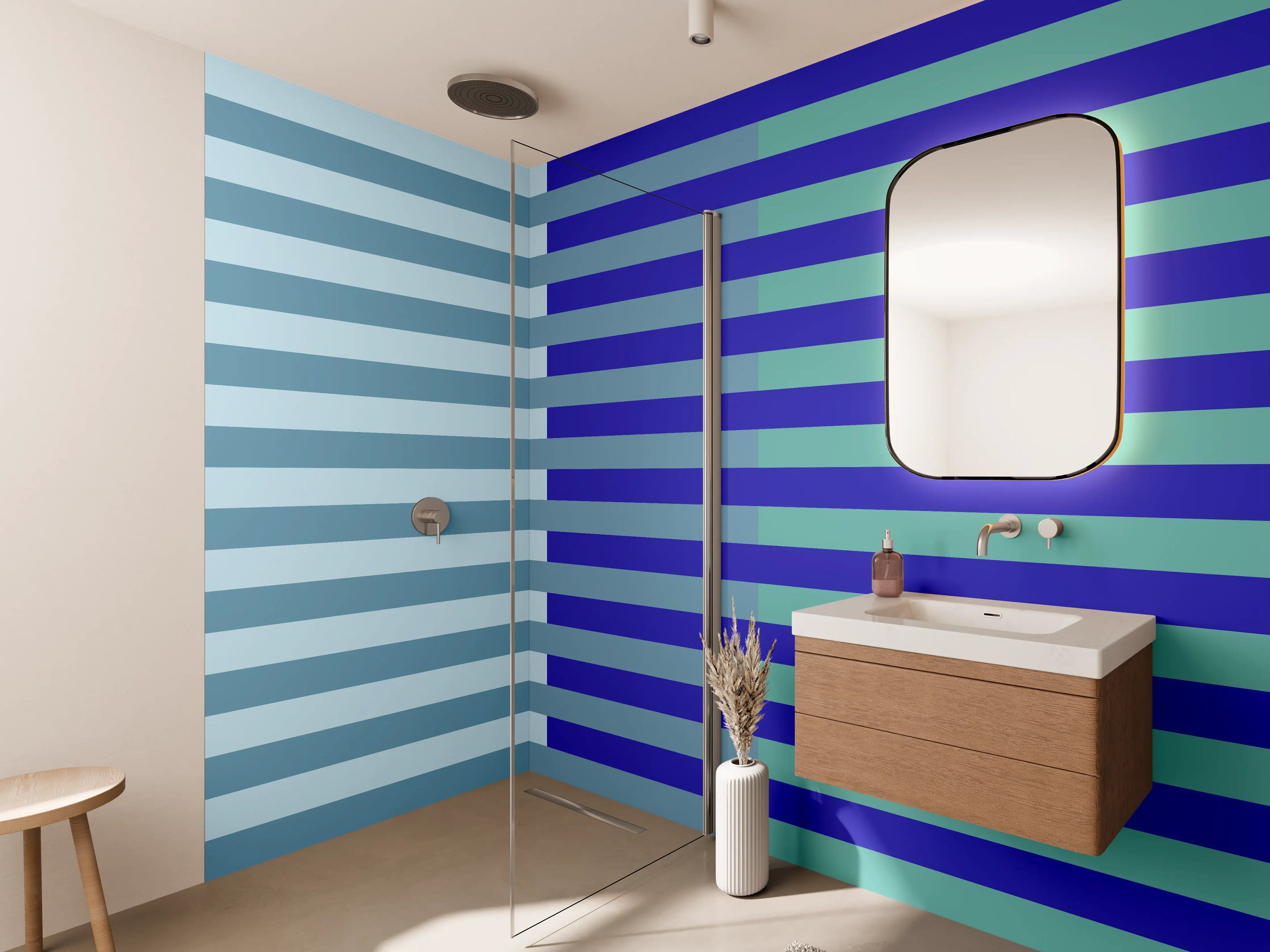 Wandverkleidung Bad - The Blues - Multy Stripes - Ocean