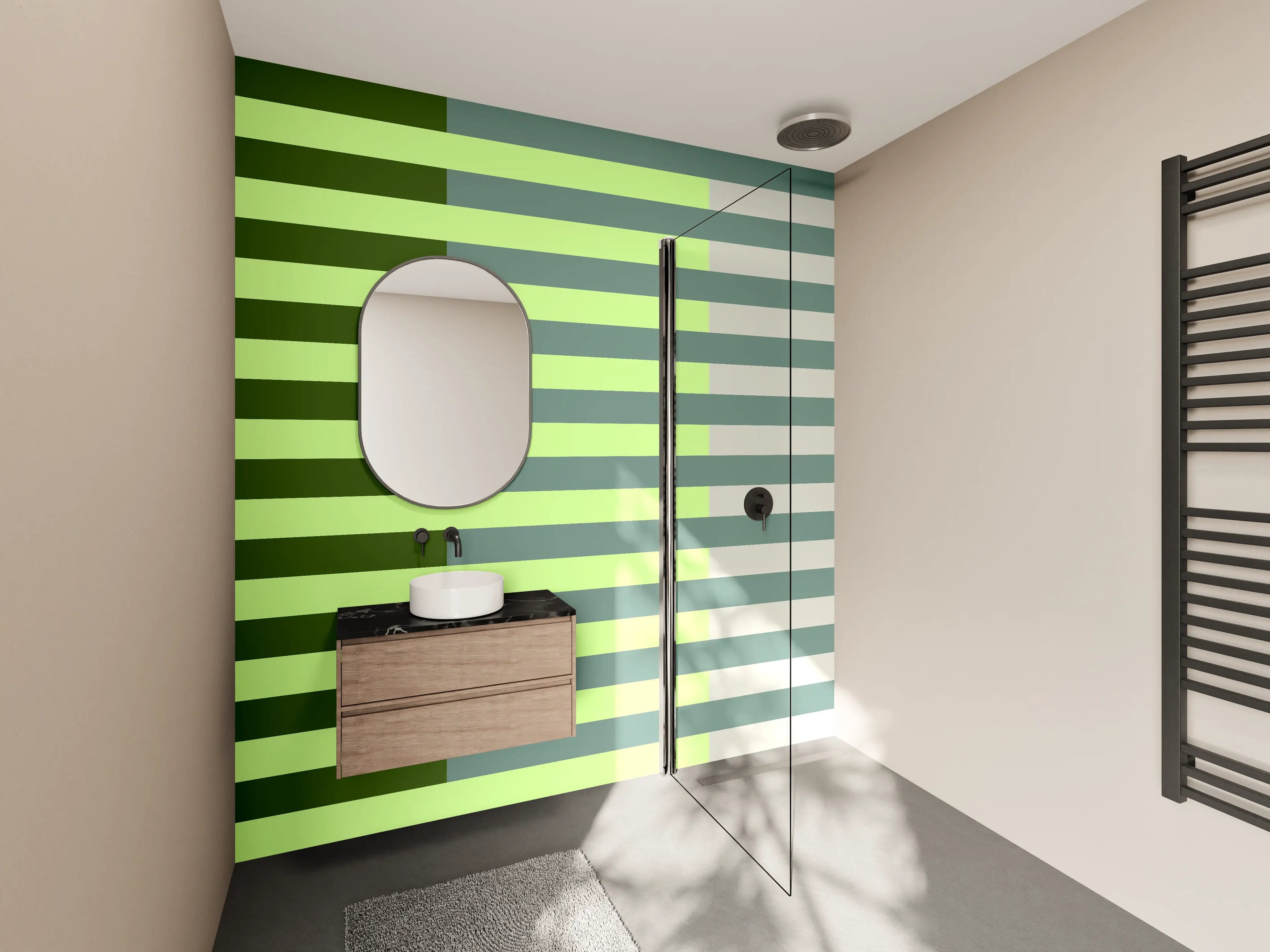 Wandverkleidung Bad - The Greens - Multy Stripes - Granny Smith