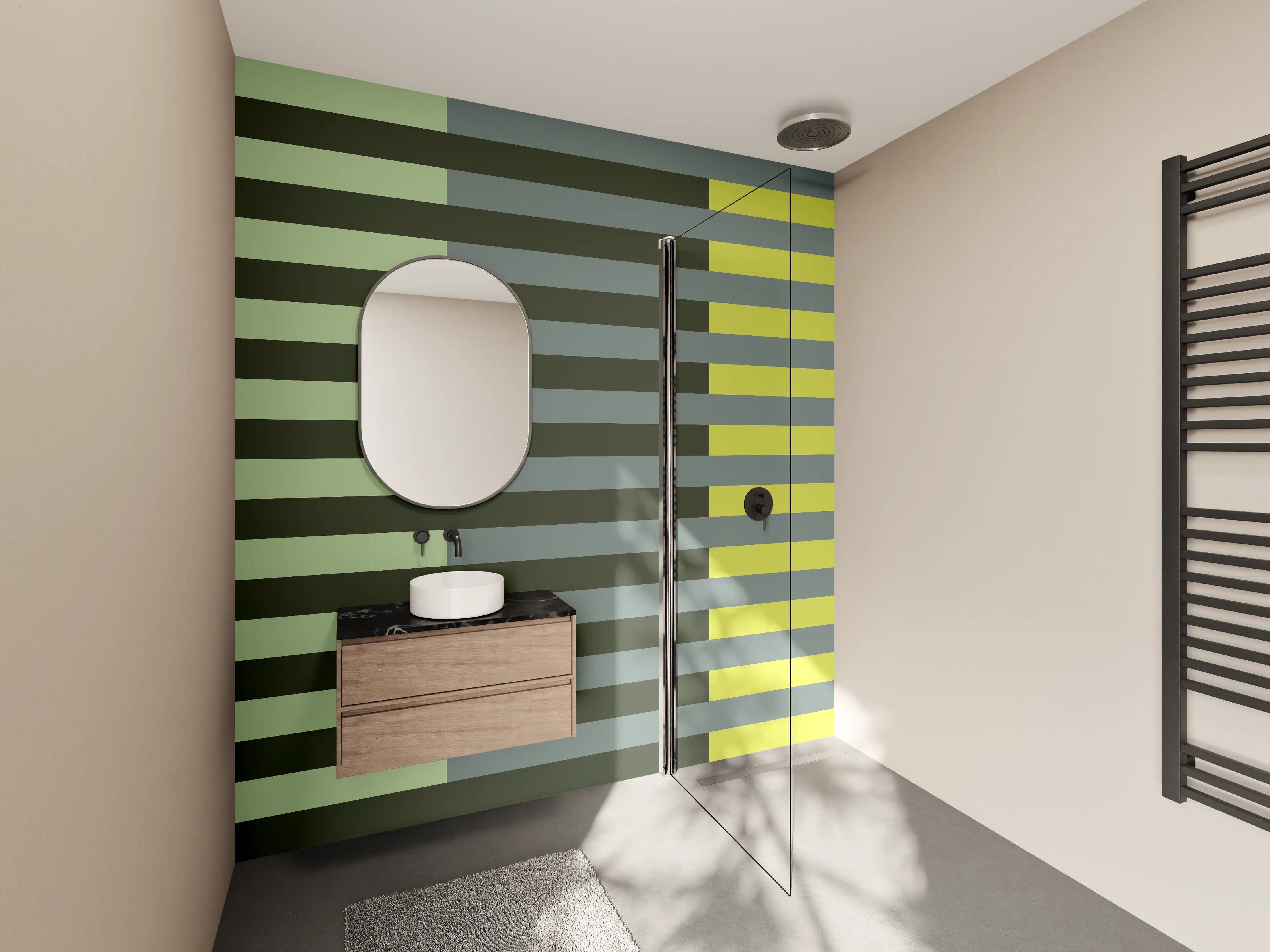 Wandverkleidung Bad - The Greens - Multy Stripes - Matcha