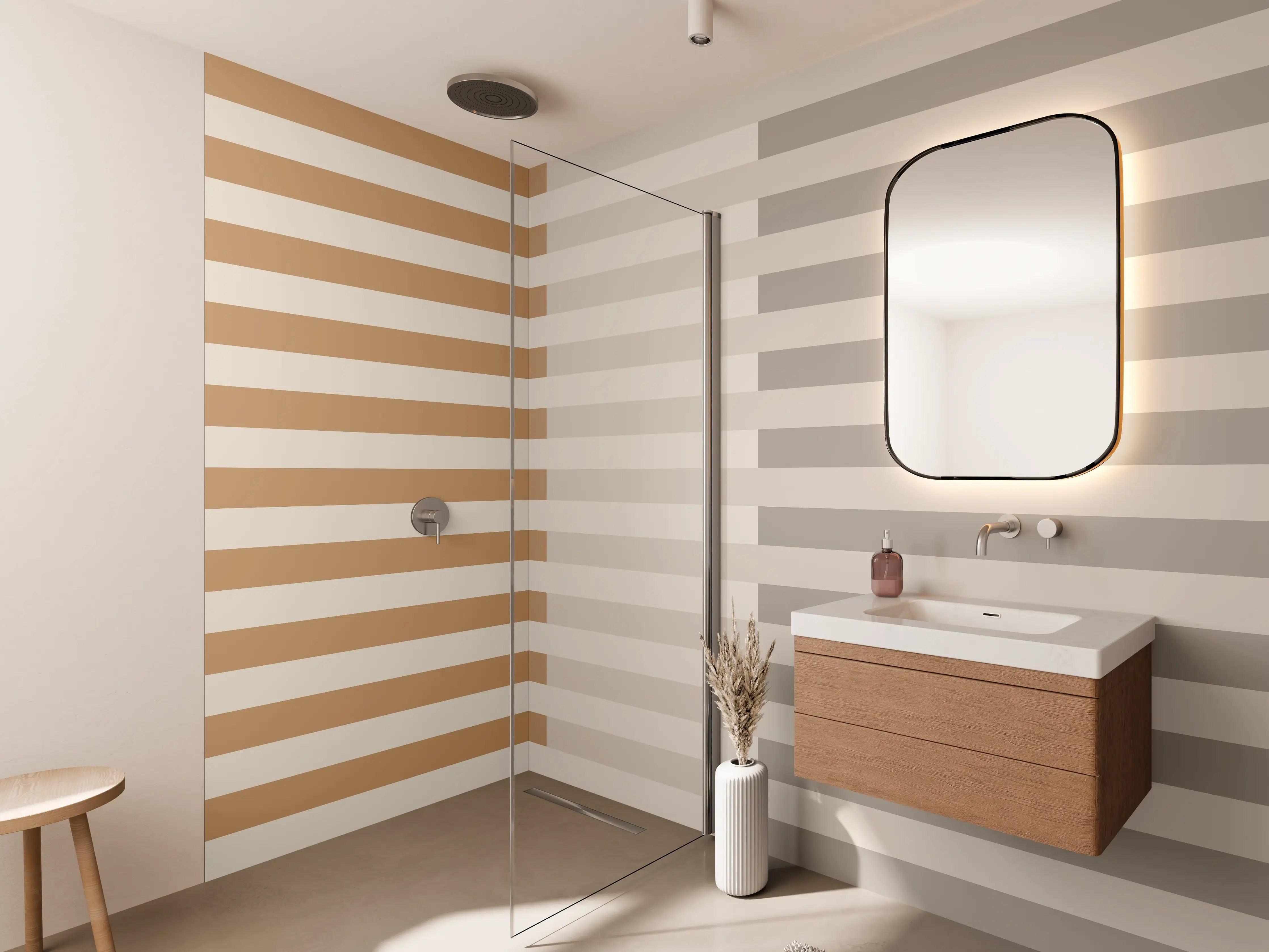 Wandverkleidung Bad - The Nudes - Multy Stripes - Caramel