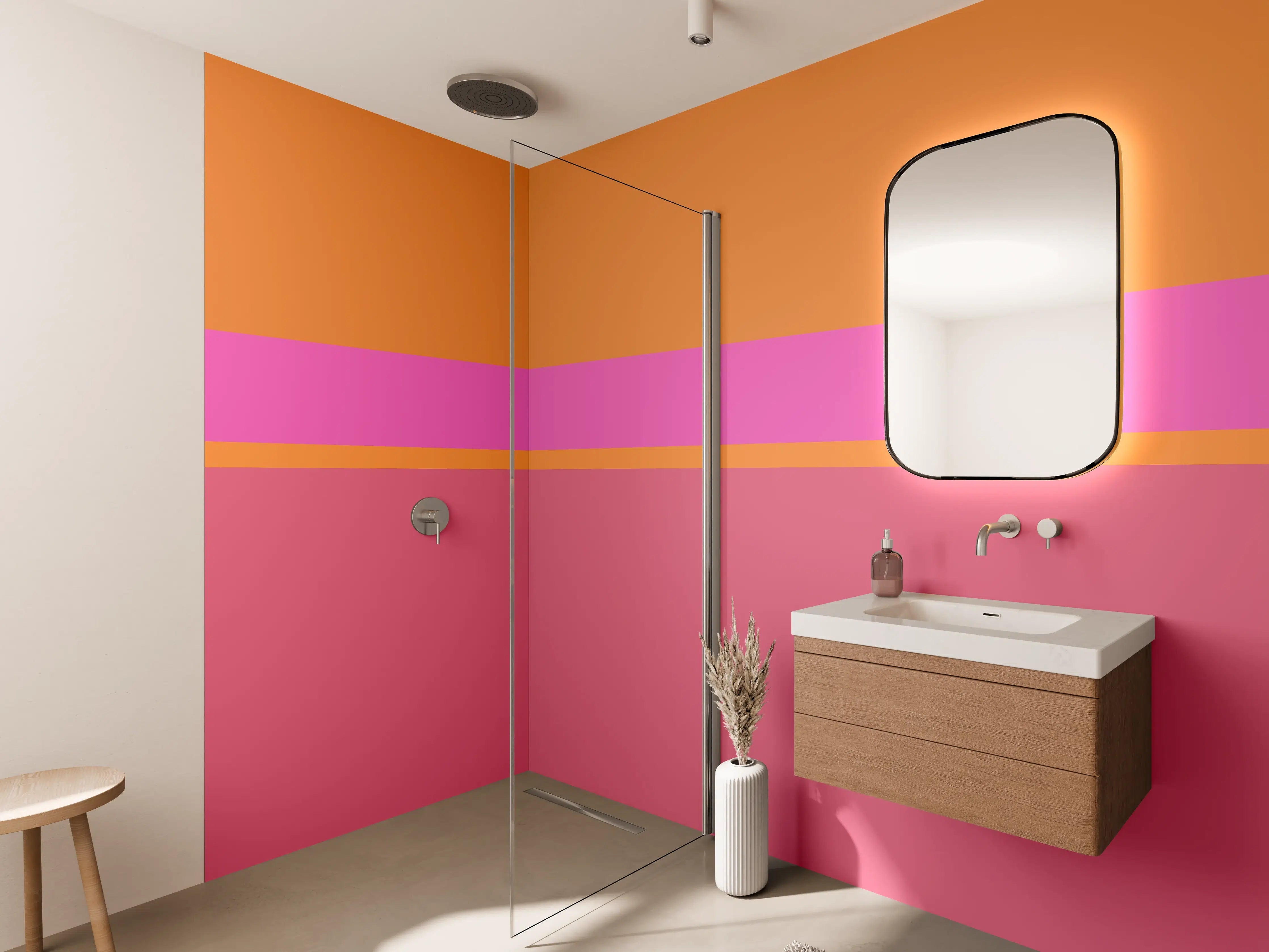Wandverkleidung Bad - The Oranges - Horizontal - Fuchsia