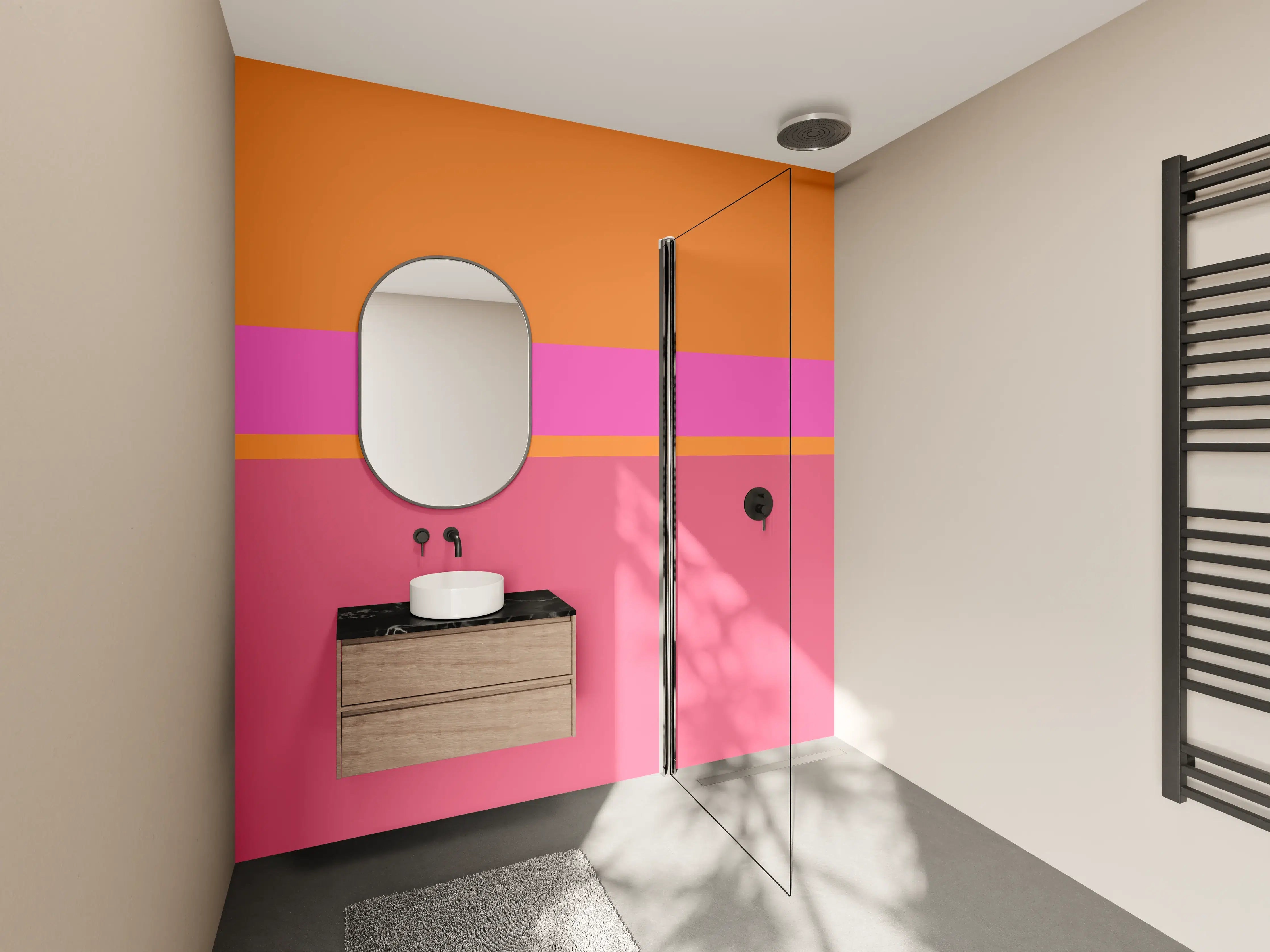 Wandverkleidung Bad - The Oranges - Horizontal - Fuchsia