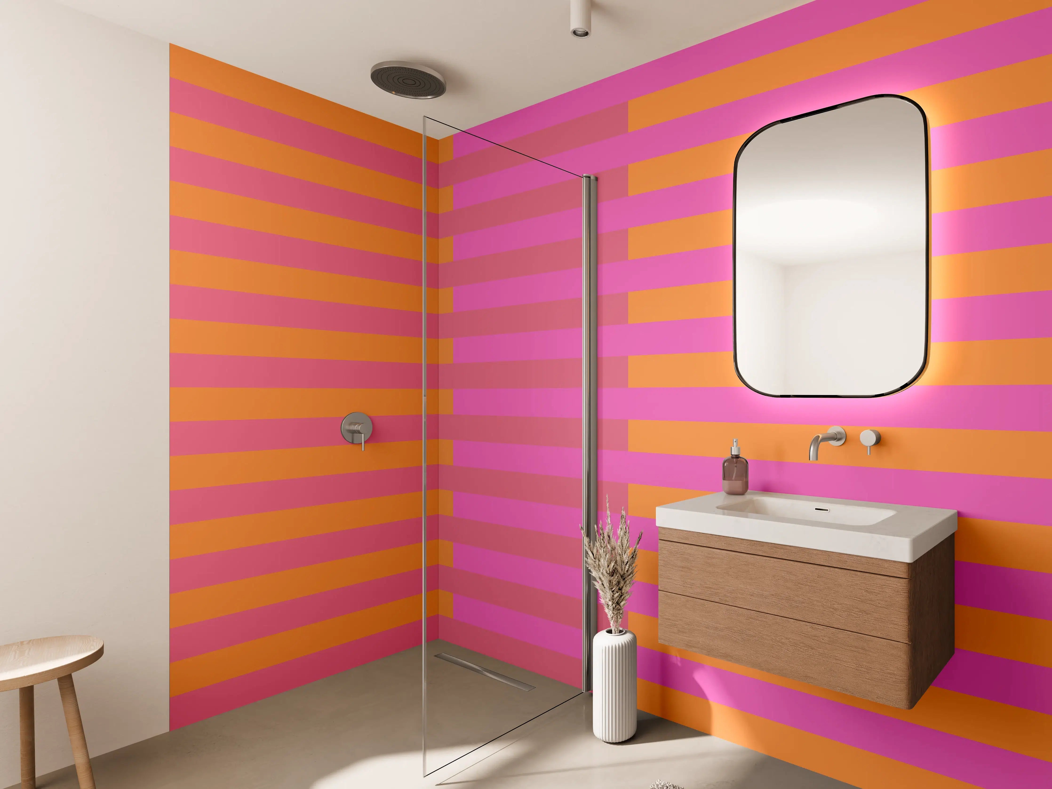 Wandverkleidung Bad - The Oranges - Multy Stripes - Fuchsia