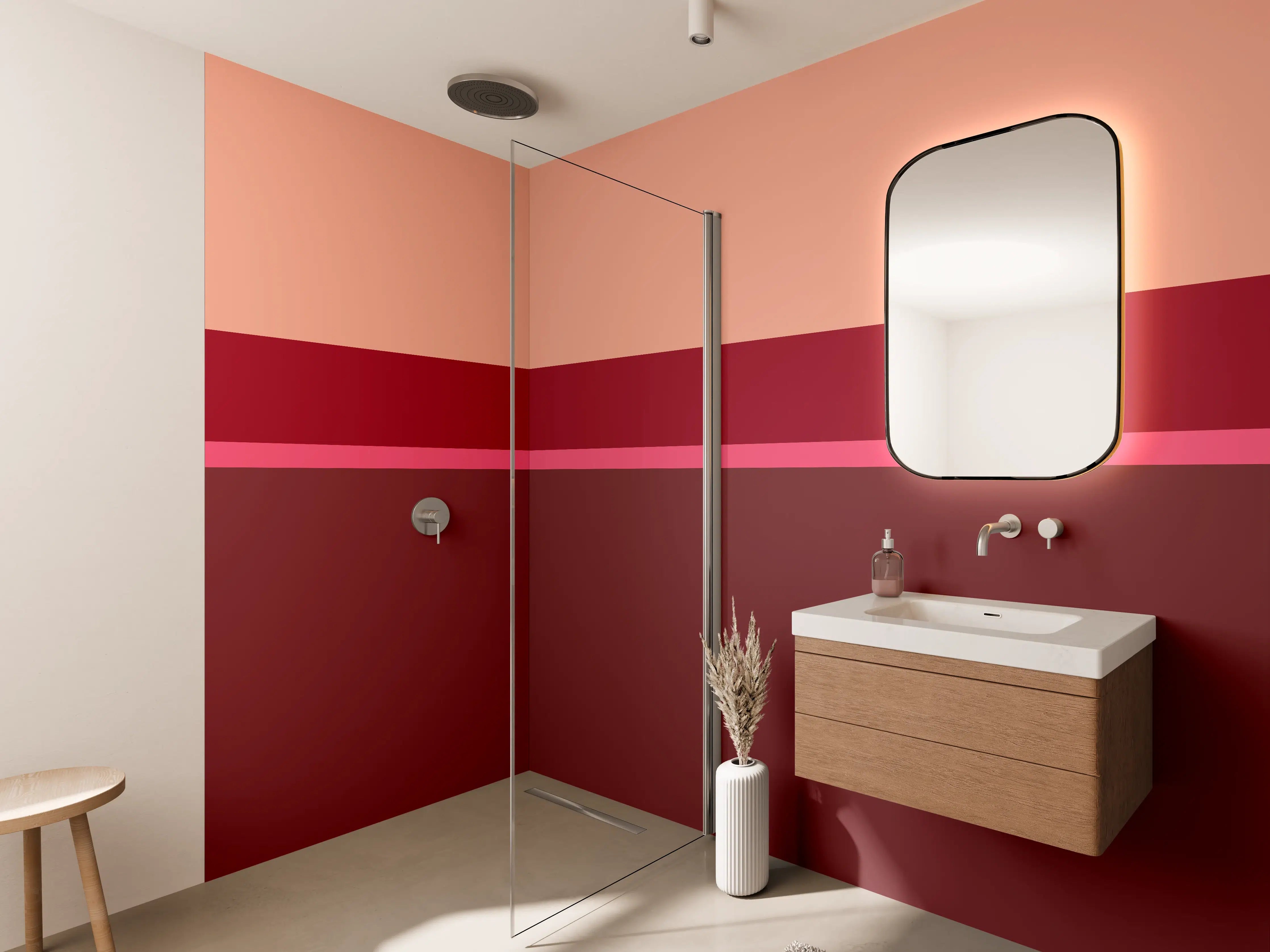Wandverkleidung Bad - The Reds - Horizontal - Cherry