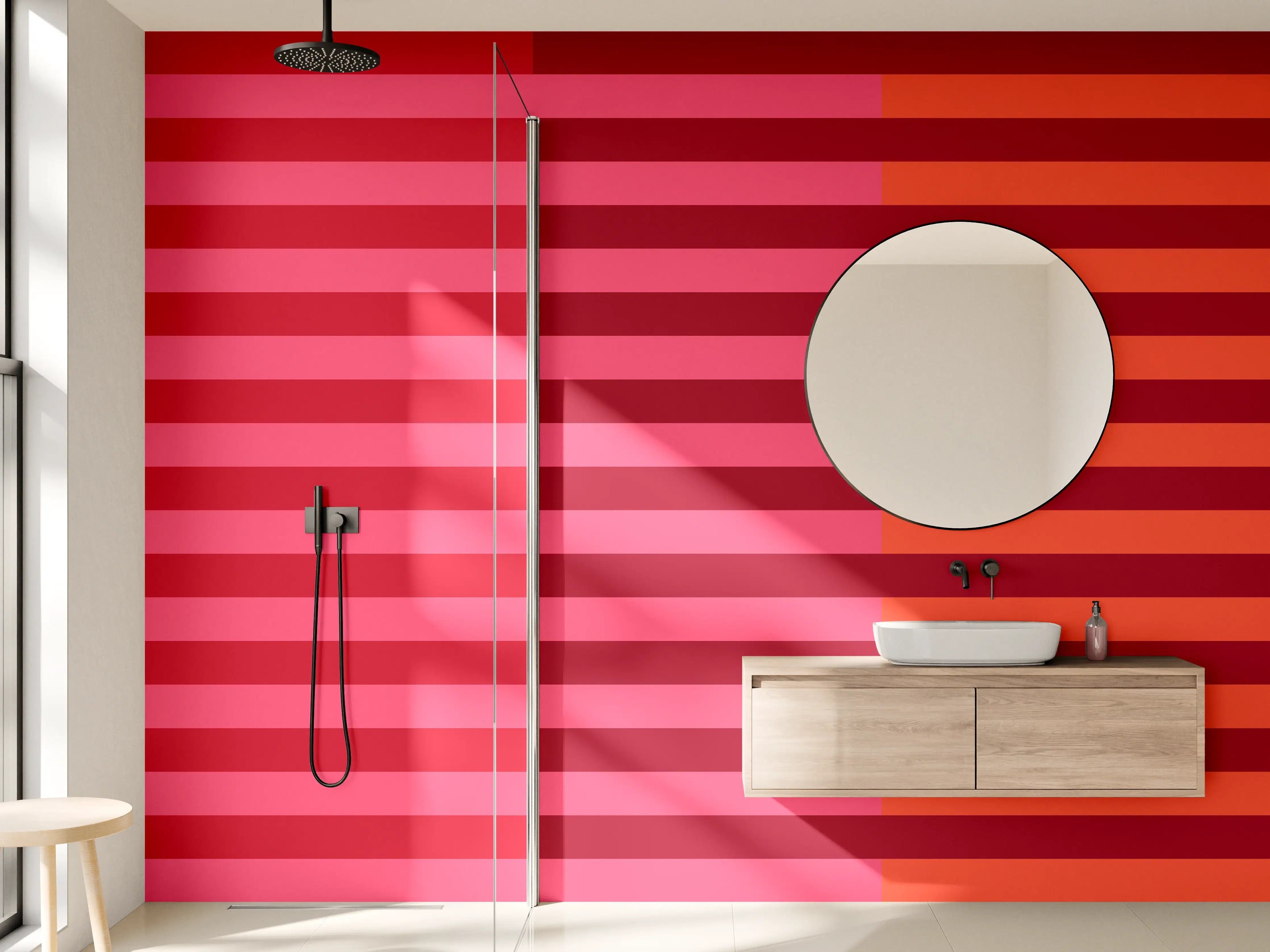 Wandverkleidung Bad - The Reds - Multy Stripes - Pomegranate