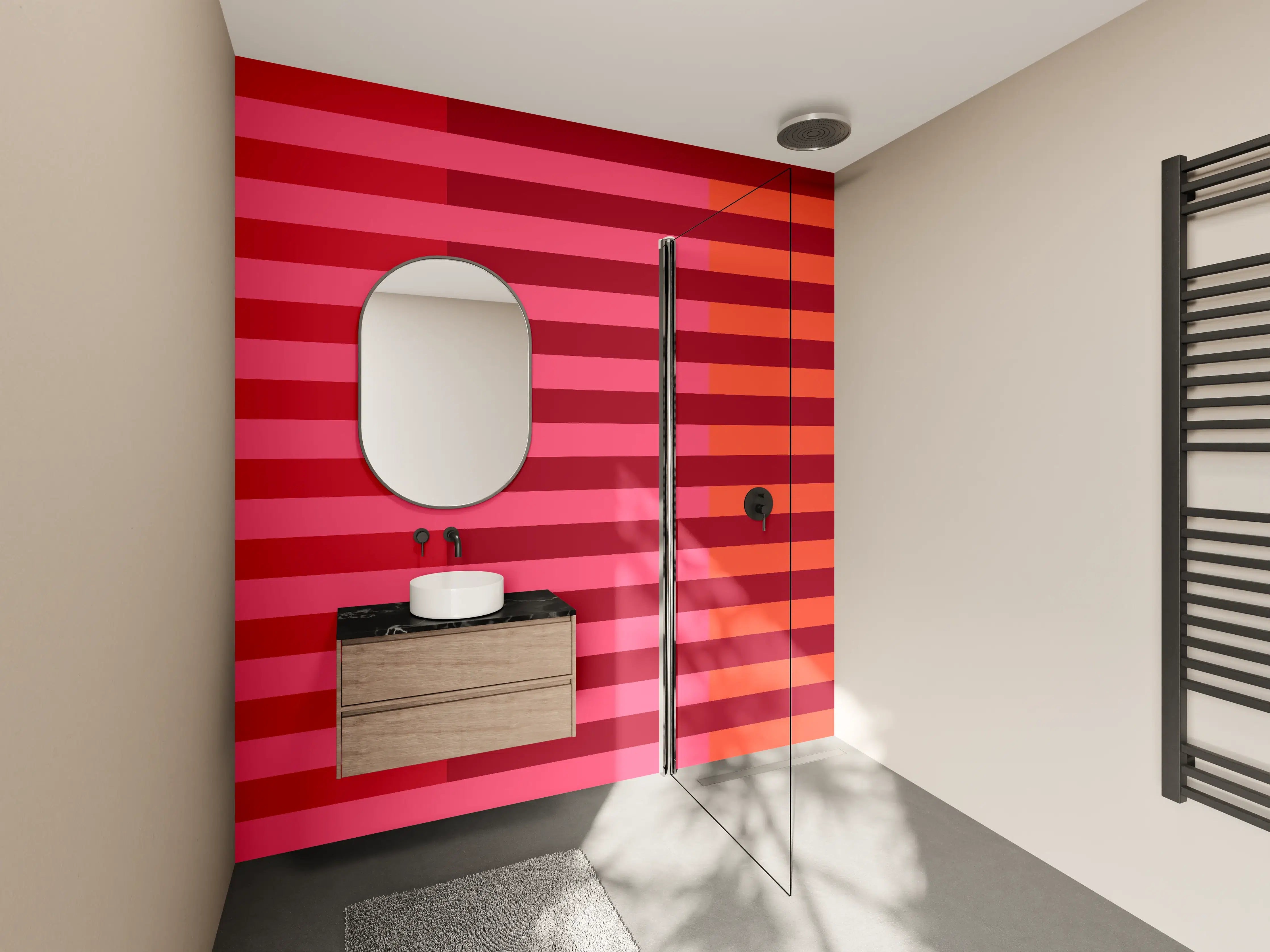 Wandverkleidung Bad - The Reds - Multy Stripes - Pomegranate
