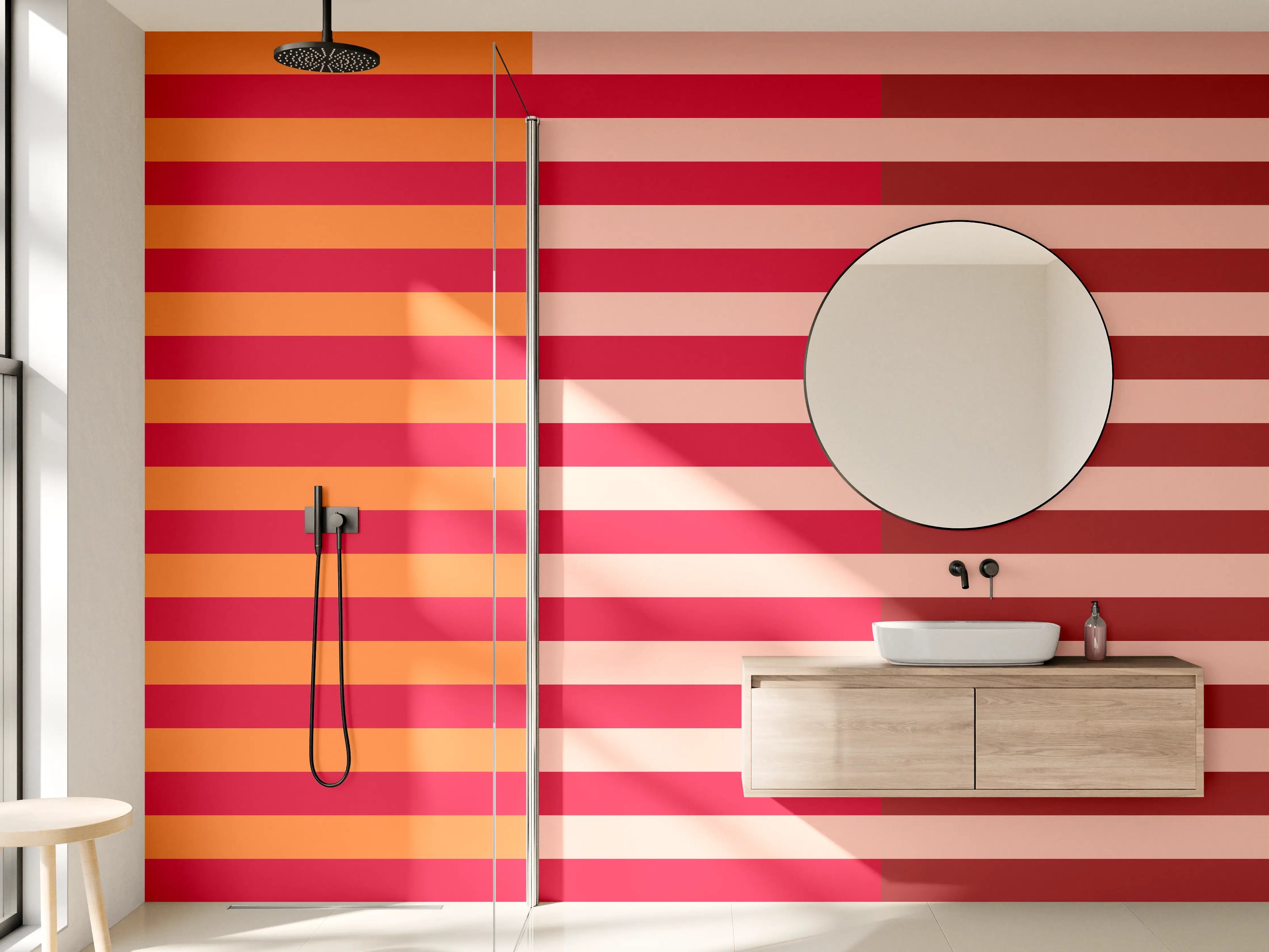 Wandverkleidung Bad - The Reds - Multy Stripes - Sangria