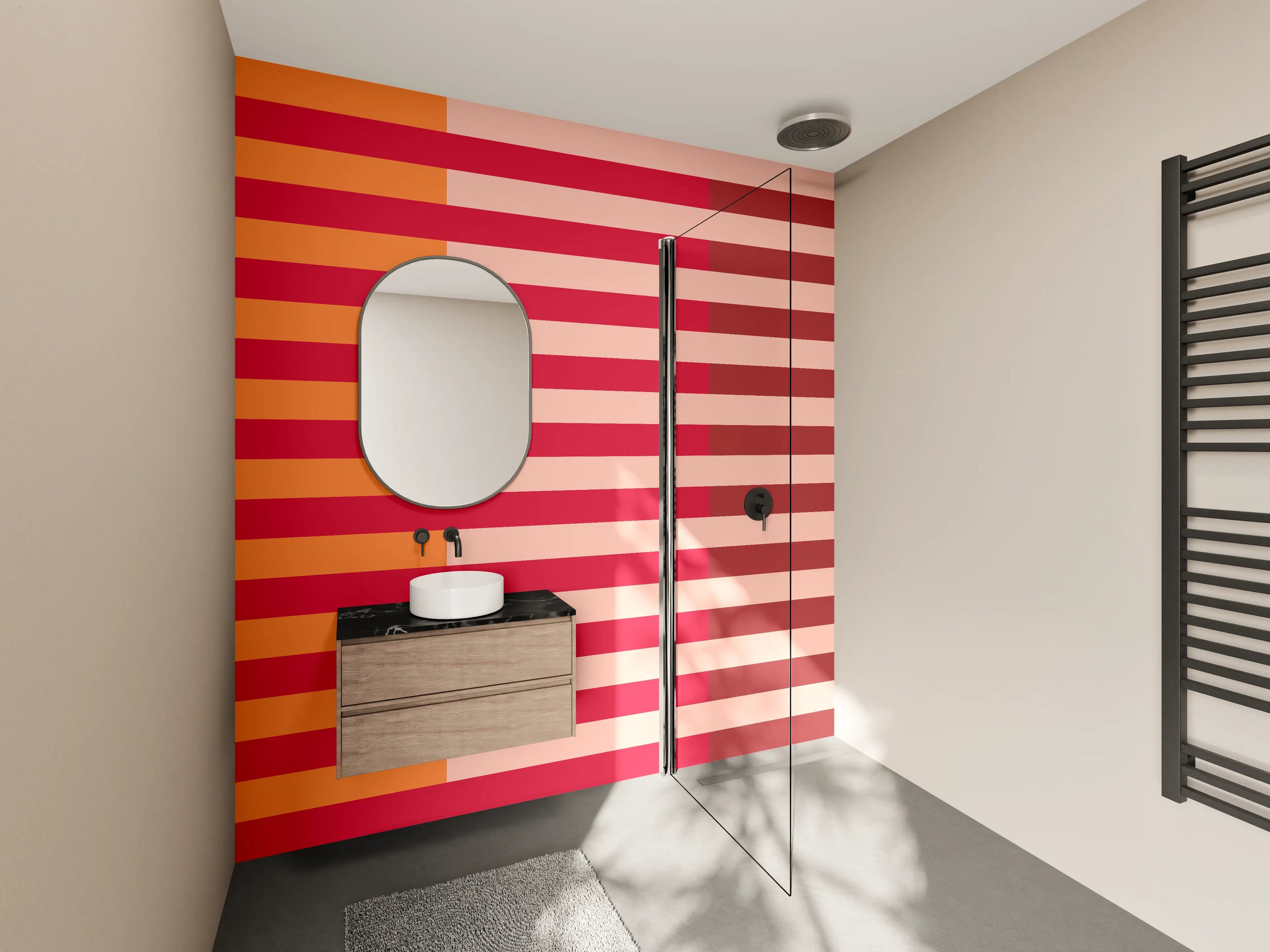 Wandverkleidung Bad - The Reds - Multy Stripes - Sangria