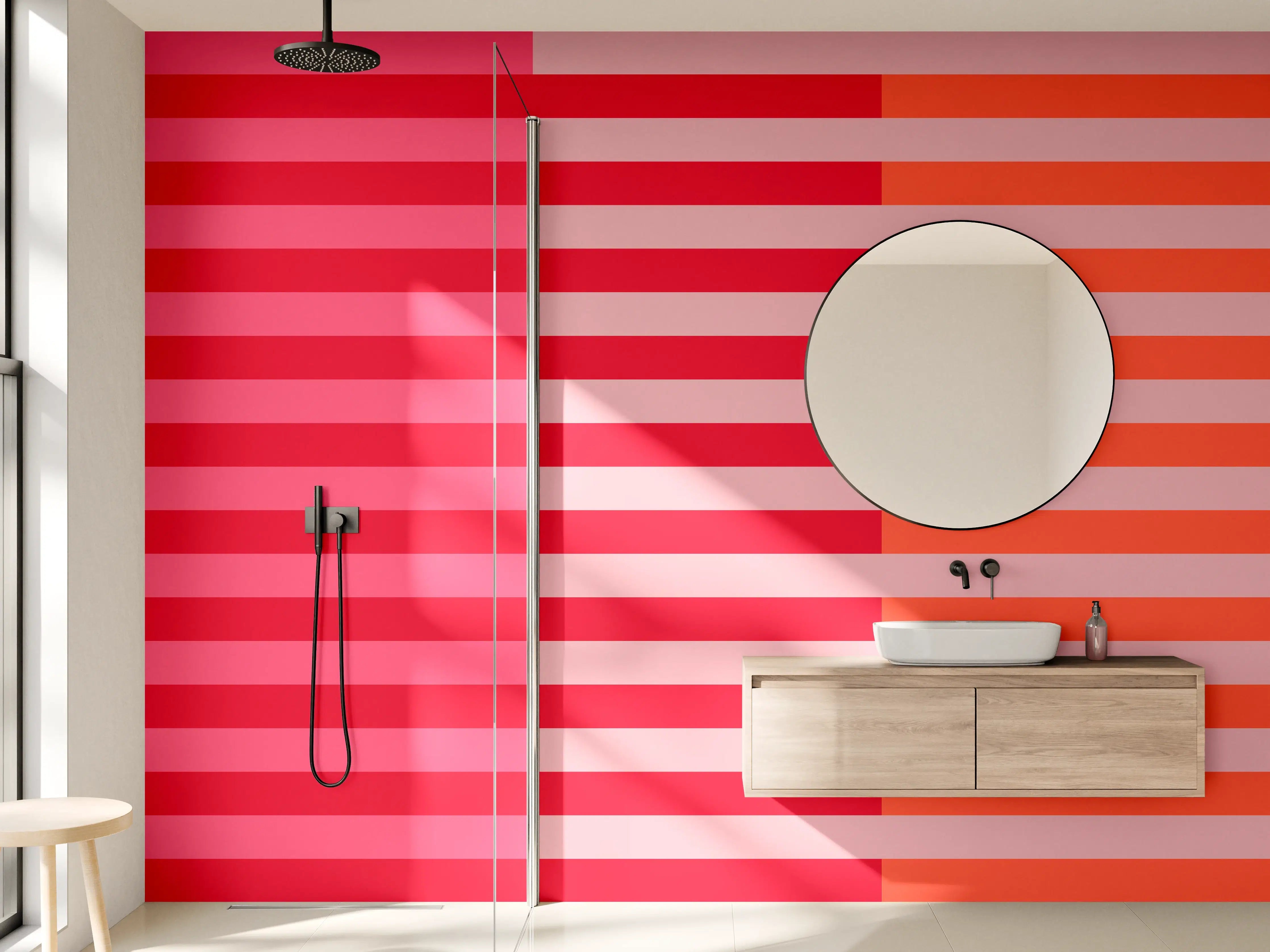 Wandverkleidung Bad - The Reds - Multy Stripes - Strawberry