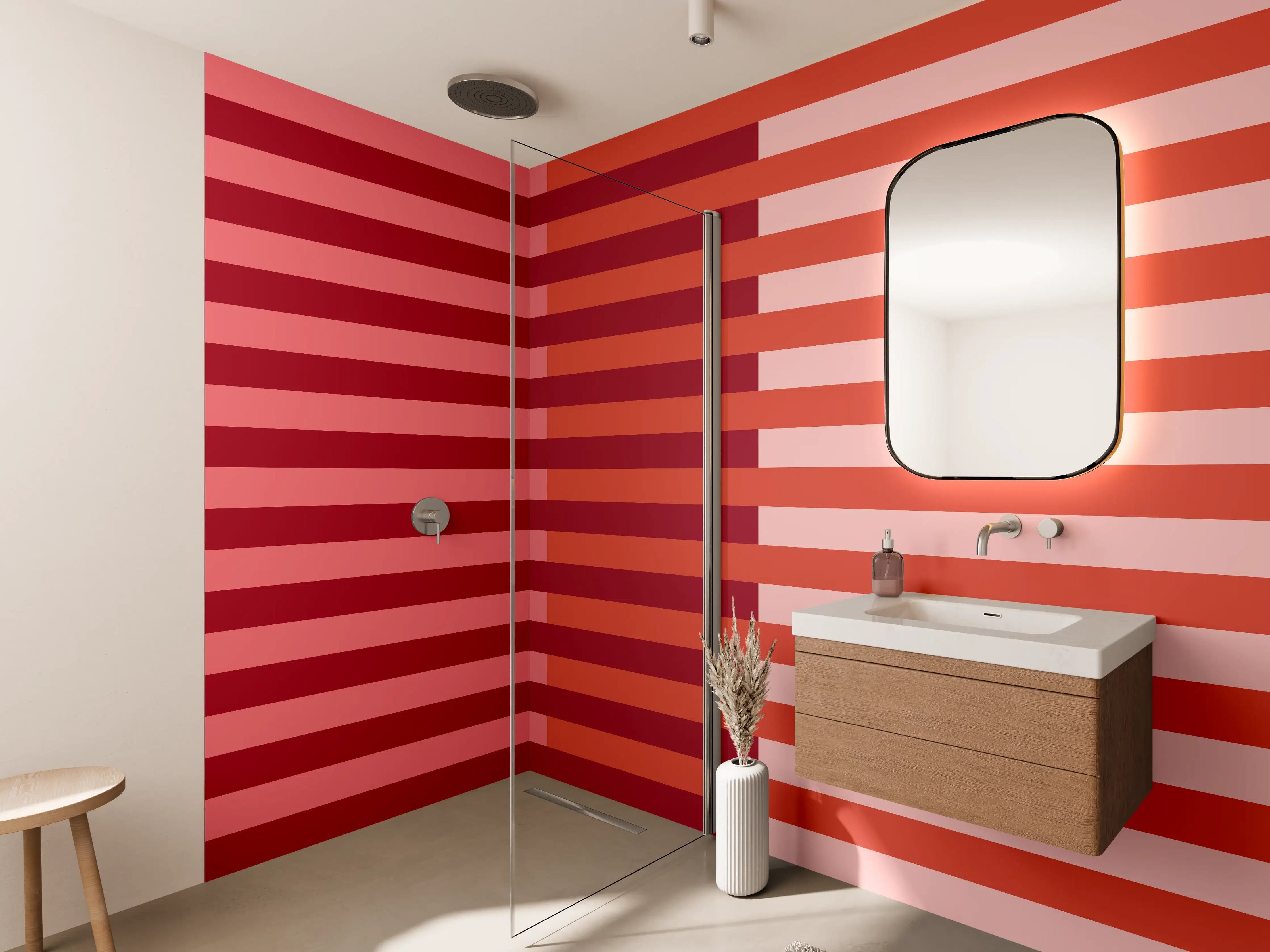 Wandverkleidung Bad - The Reds - Multy Stripes - Tomato