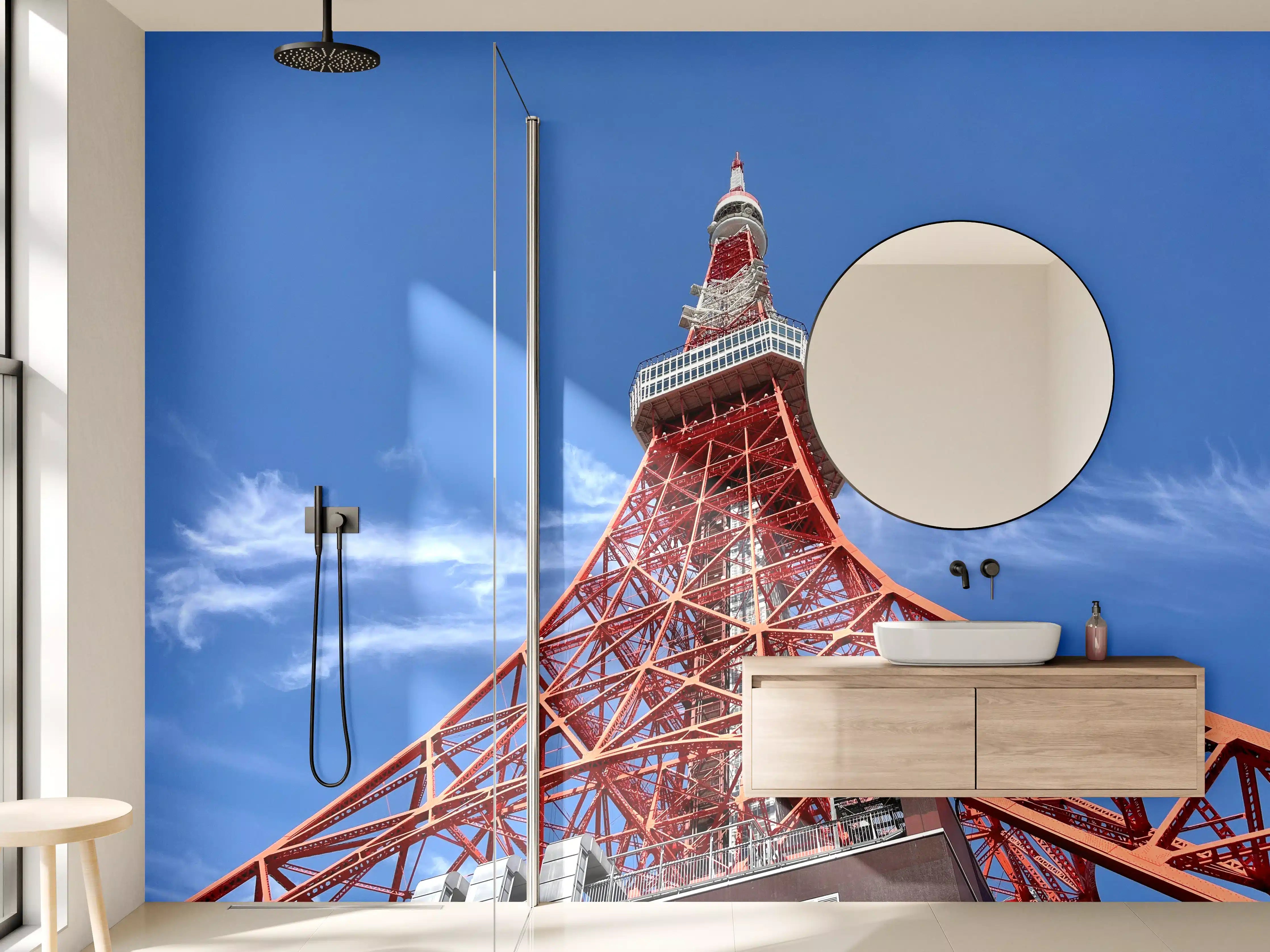 Wandverkleidung Bad - Tokyo Tower im klaren Himmel