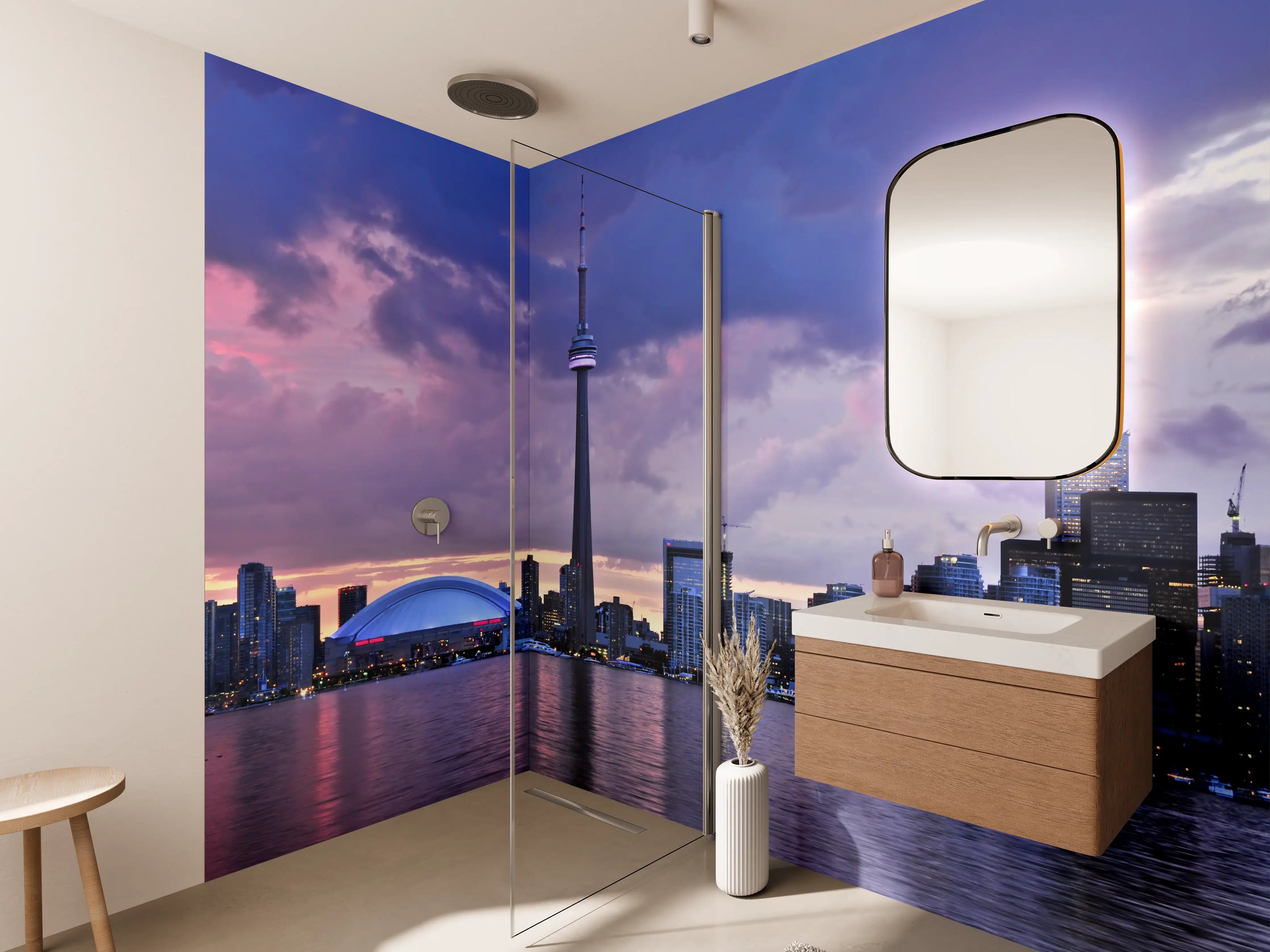 Wandverkleidung Bad - Toronto Skyline bei Abendlicht