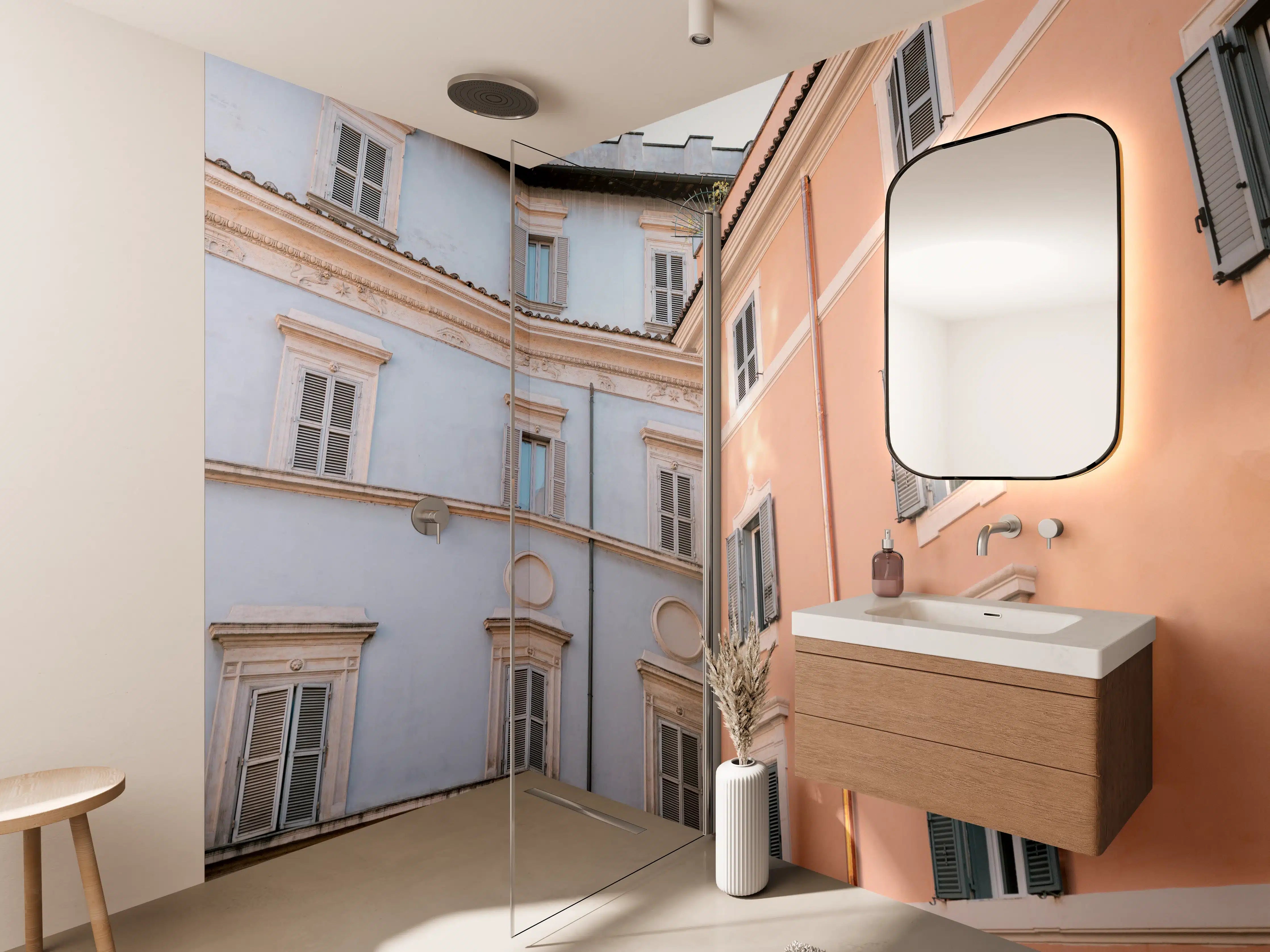 Wandverkleidung Bad - Trastevere in Flieder und Pink