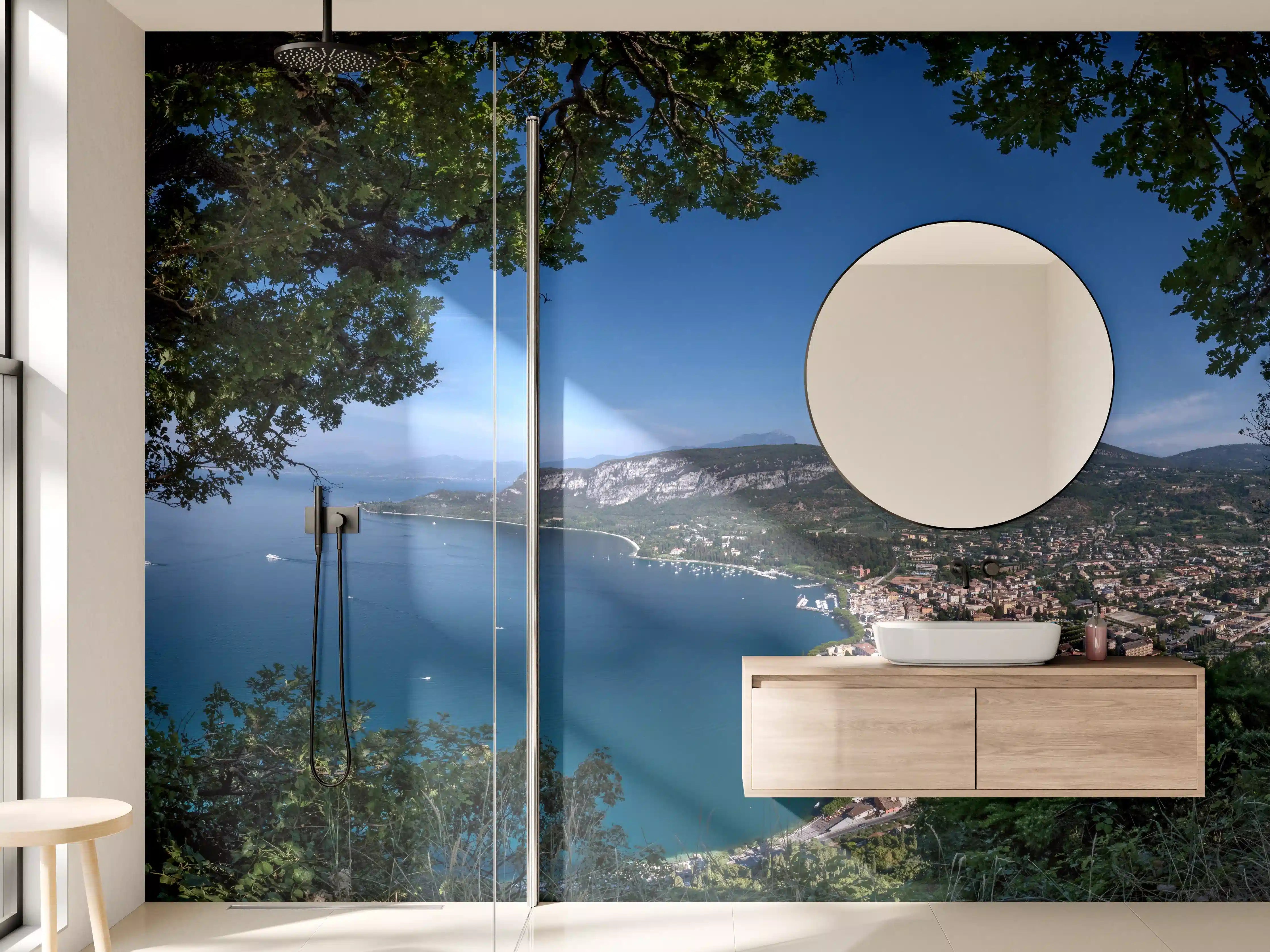 Wandverkleidung Bad - Traumhafter Ausblick auf Gardasee Italien