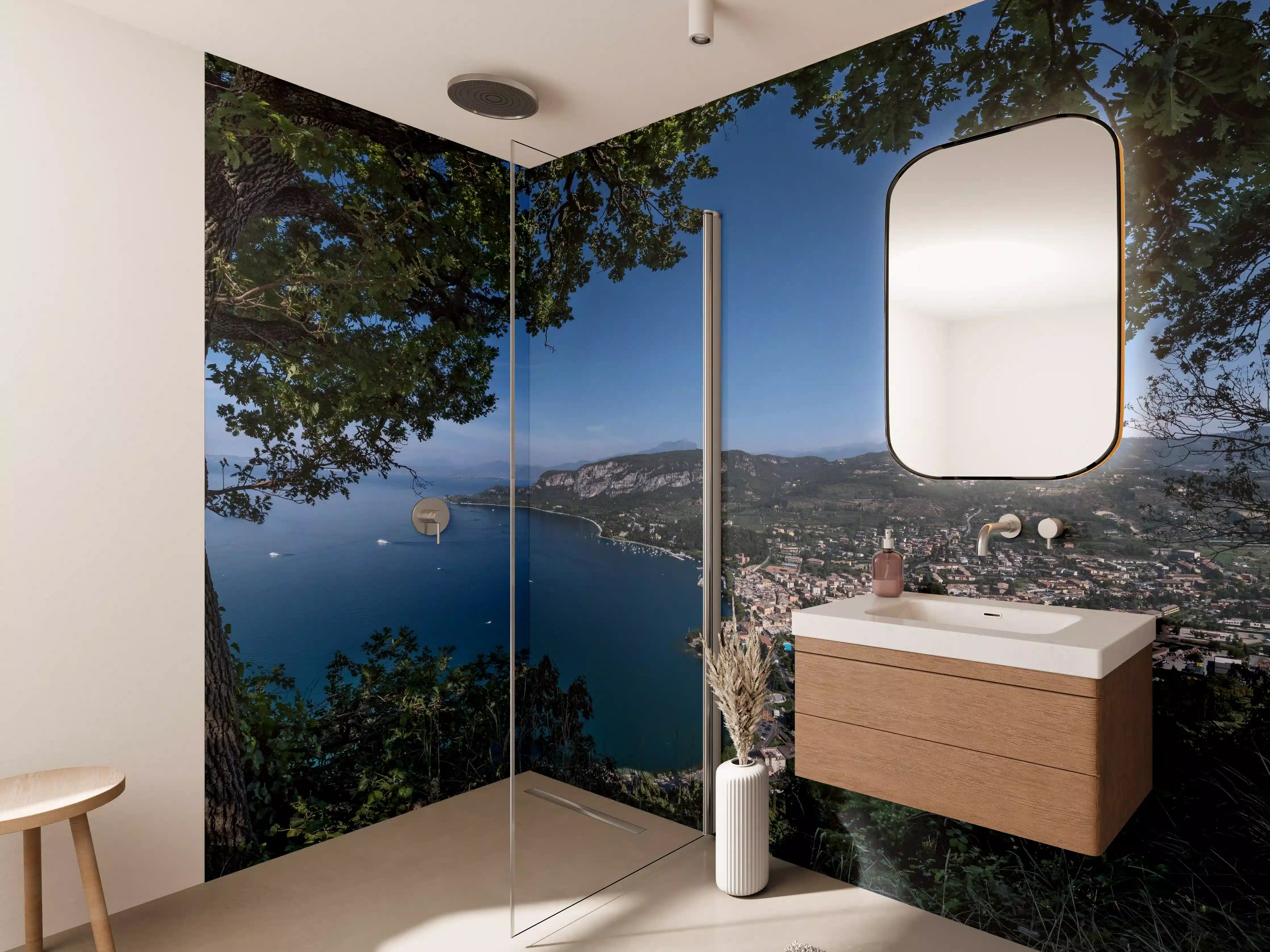 Wandverkleidung Bad - Traumhafter Ausblick auf Gardasee Italien