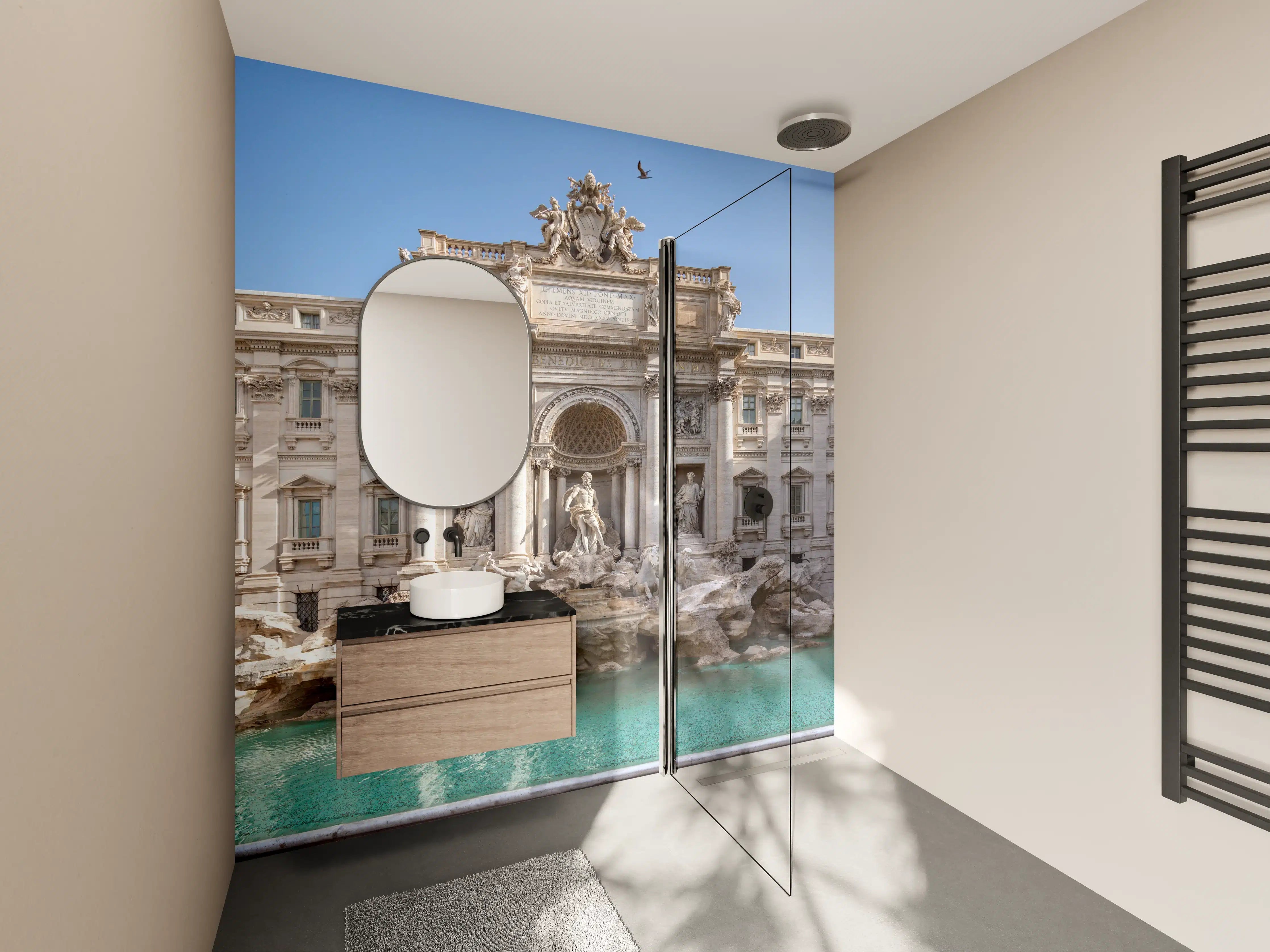 Wandverkleidung Bad - Trevi-Brunnen am Morgen in Rom