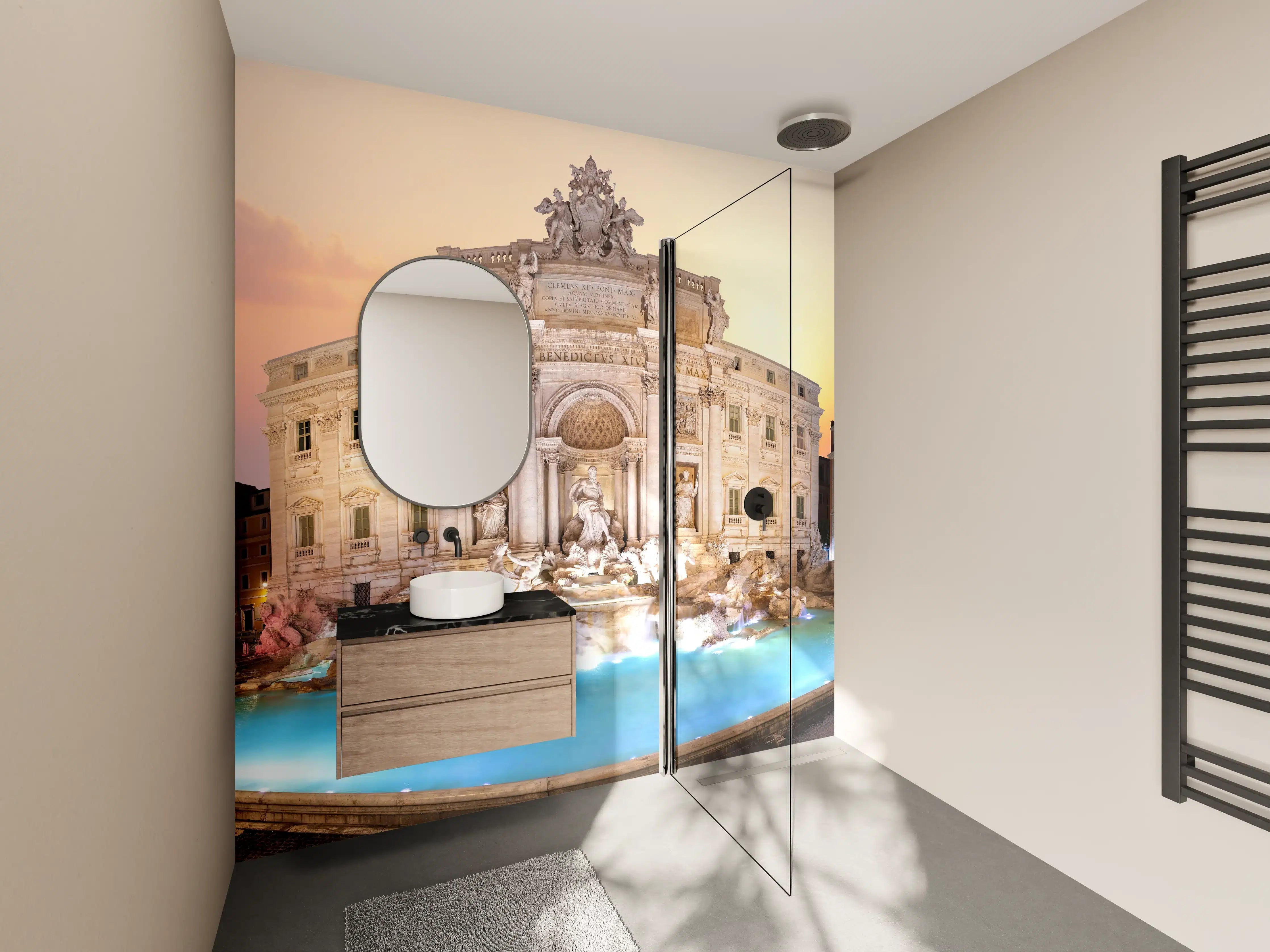 Wandverkleidung Bad - Trevi-Brunnen bei Sonnenaufgang