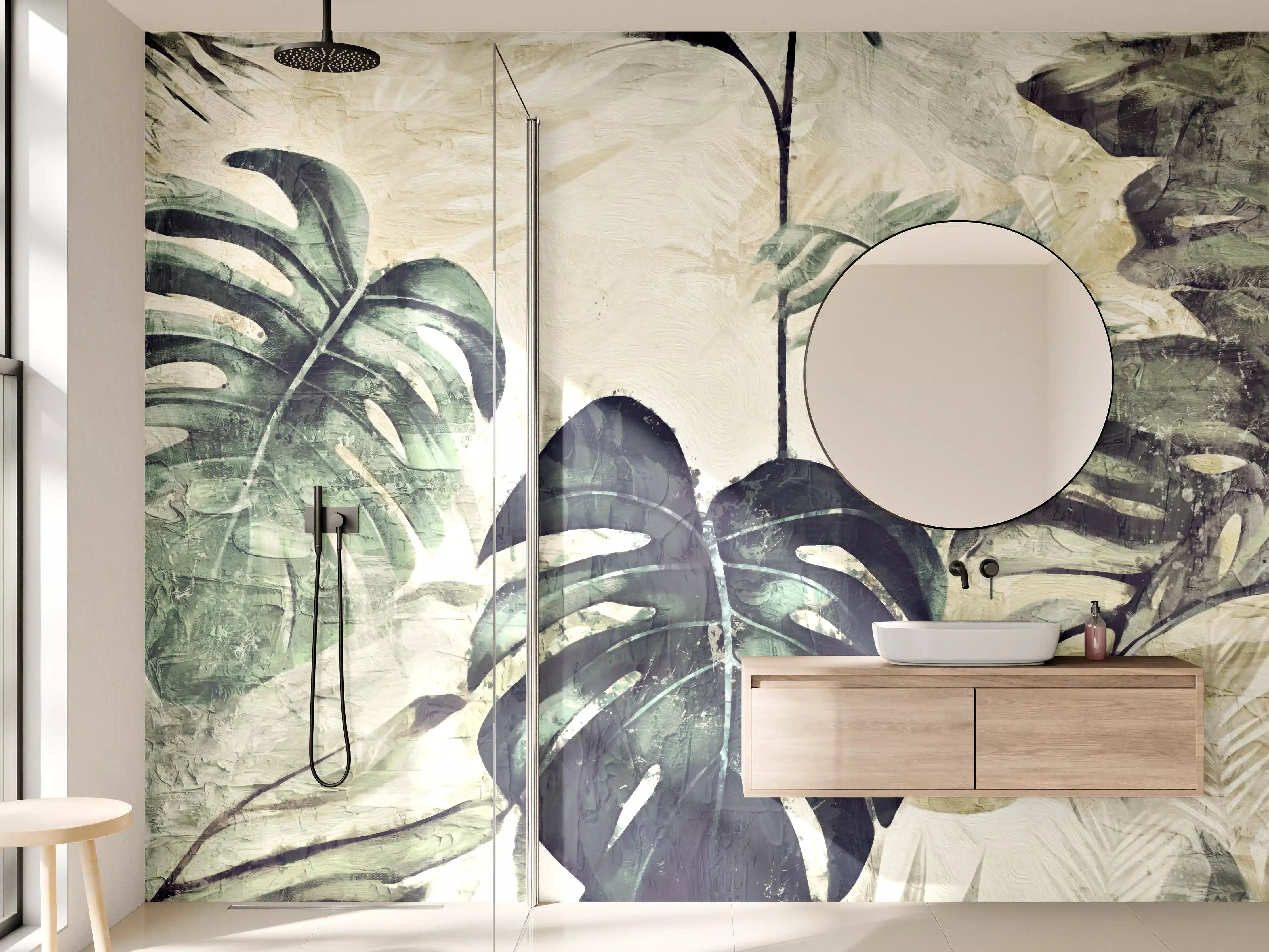 Wandverkleidung Bad - Tropische Dschungel-Grün-Kunst