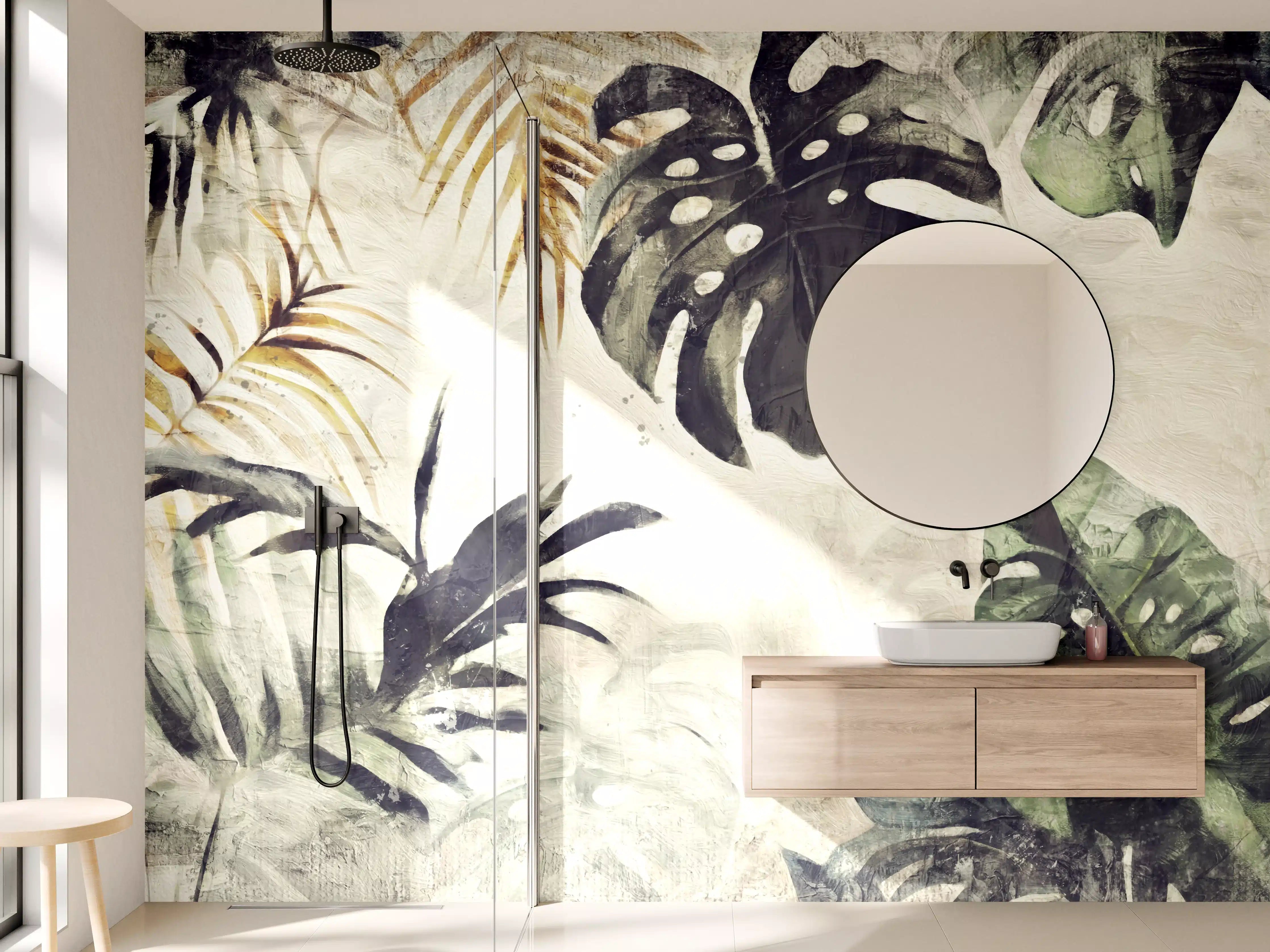 Wandverkleidung Bad - Tropische Dschungelpflanzen in natürlichem Ambiente