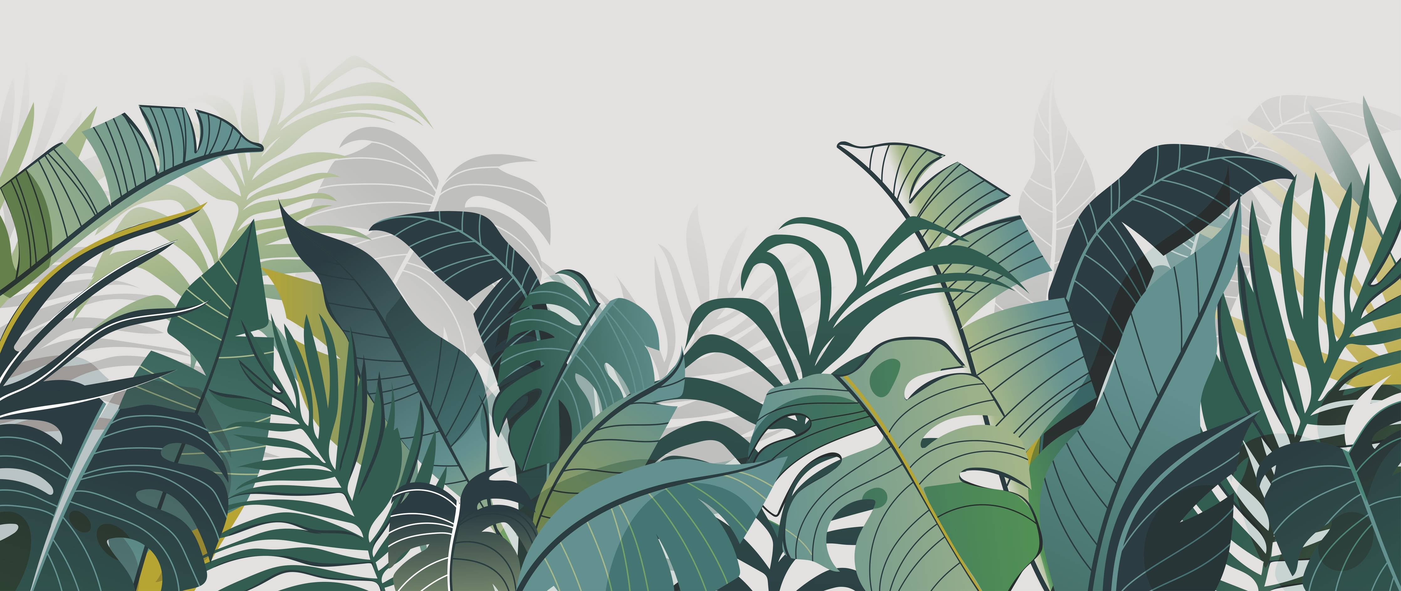 Wandverkleidung Bad-Tropische Pflanzen Illustration