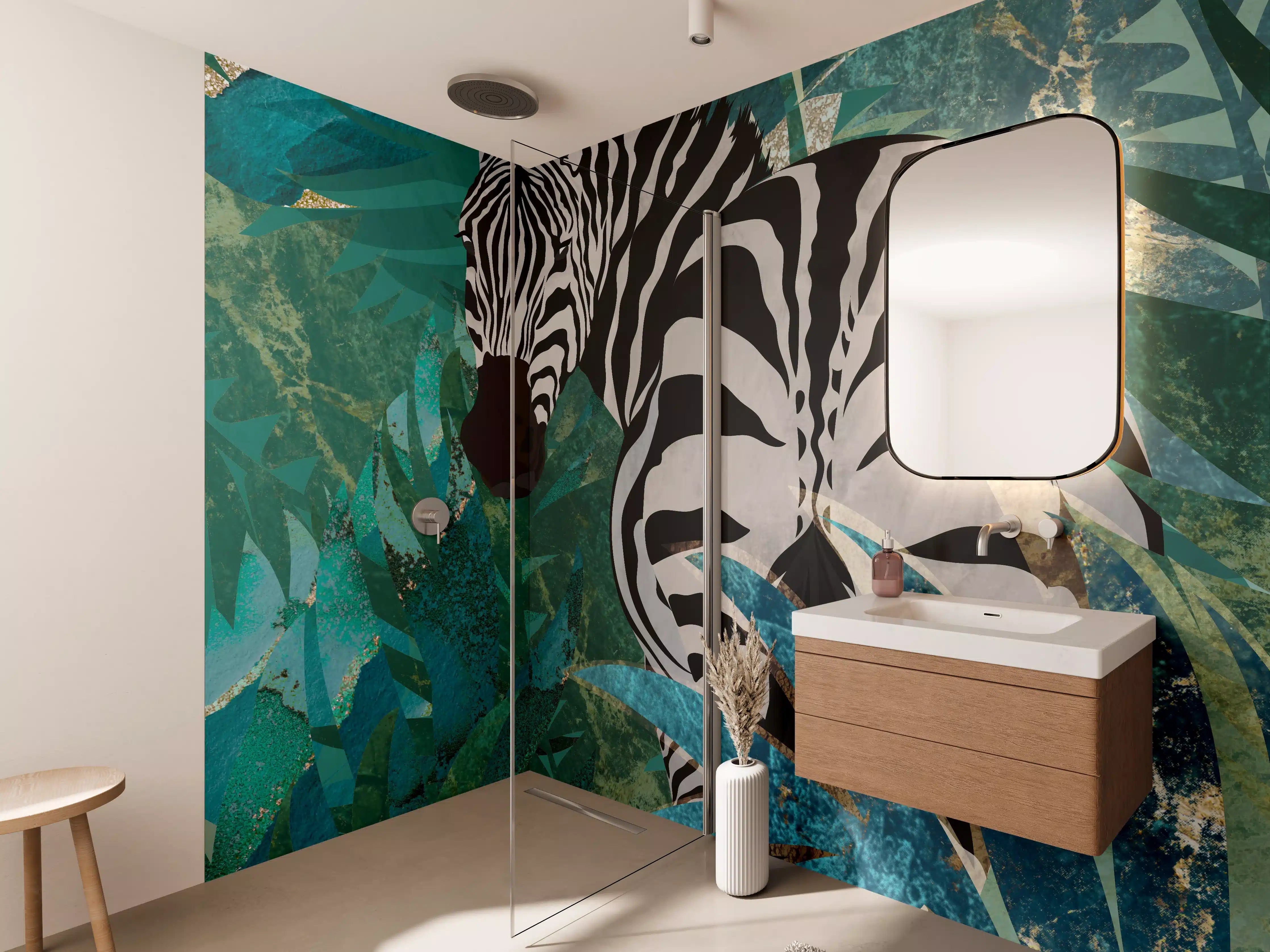 Wandverkleidung Bad - Tropische Zeichnung - Zebra