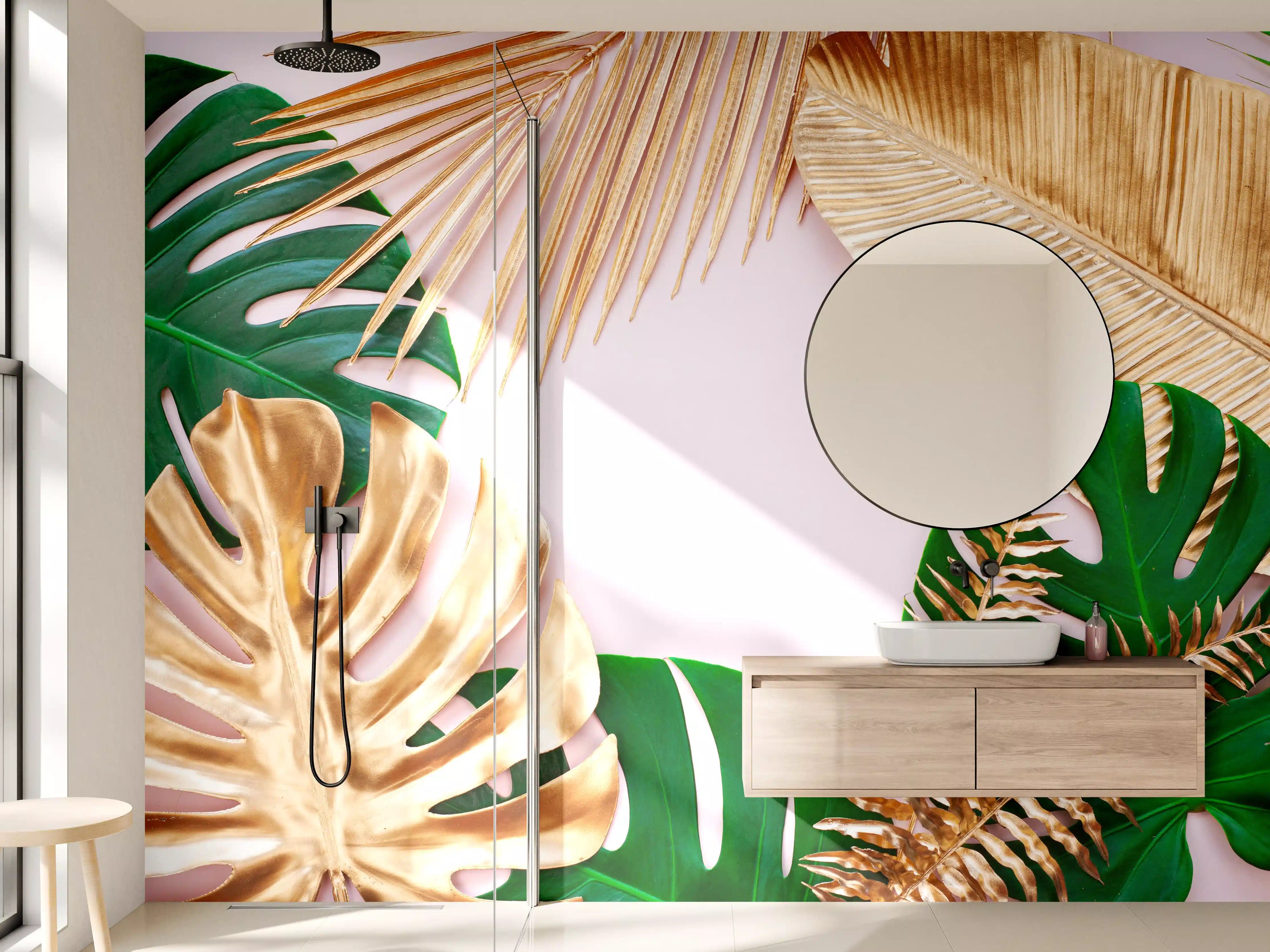 Wandverkleidung Bad - Tropisches Blätter Design - Floral