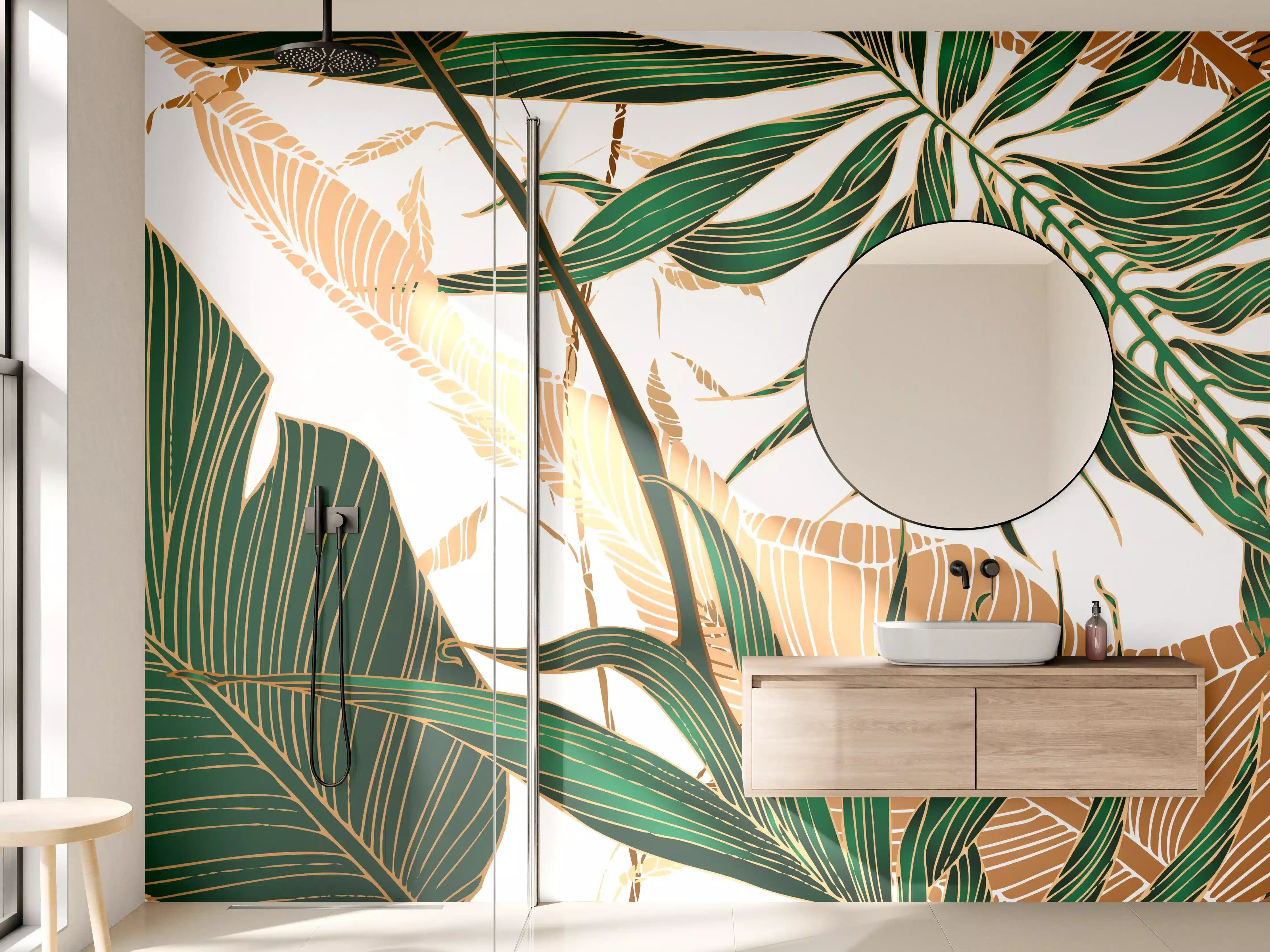 Wandverkleidung Bad - Tropisches Blattmuster Design