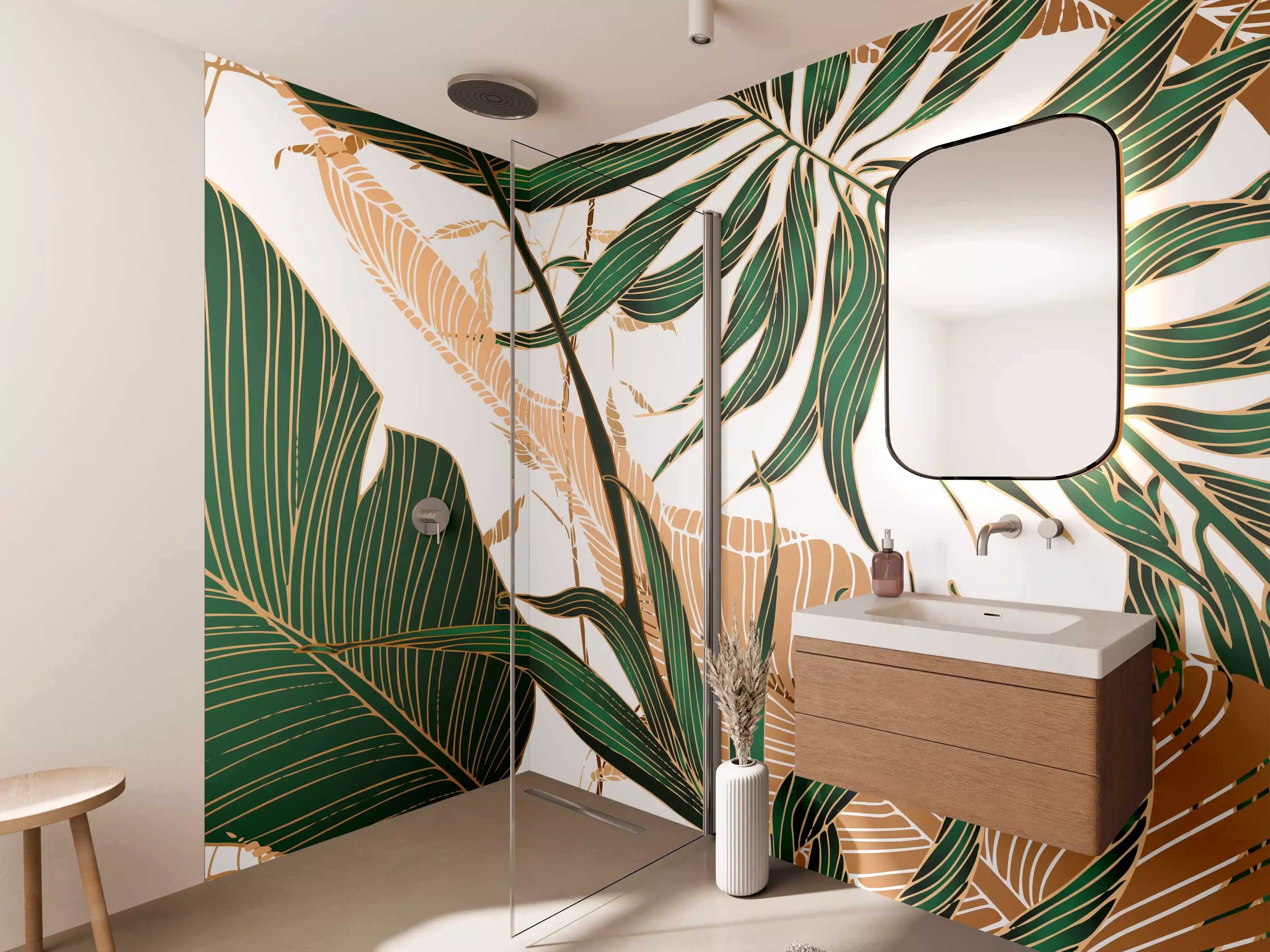 Wandverkleidung Bad - Tropisches Blattmuster Design