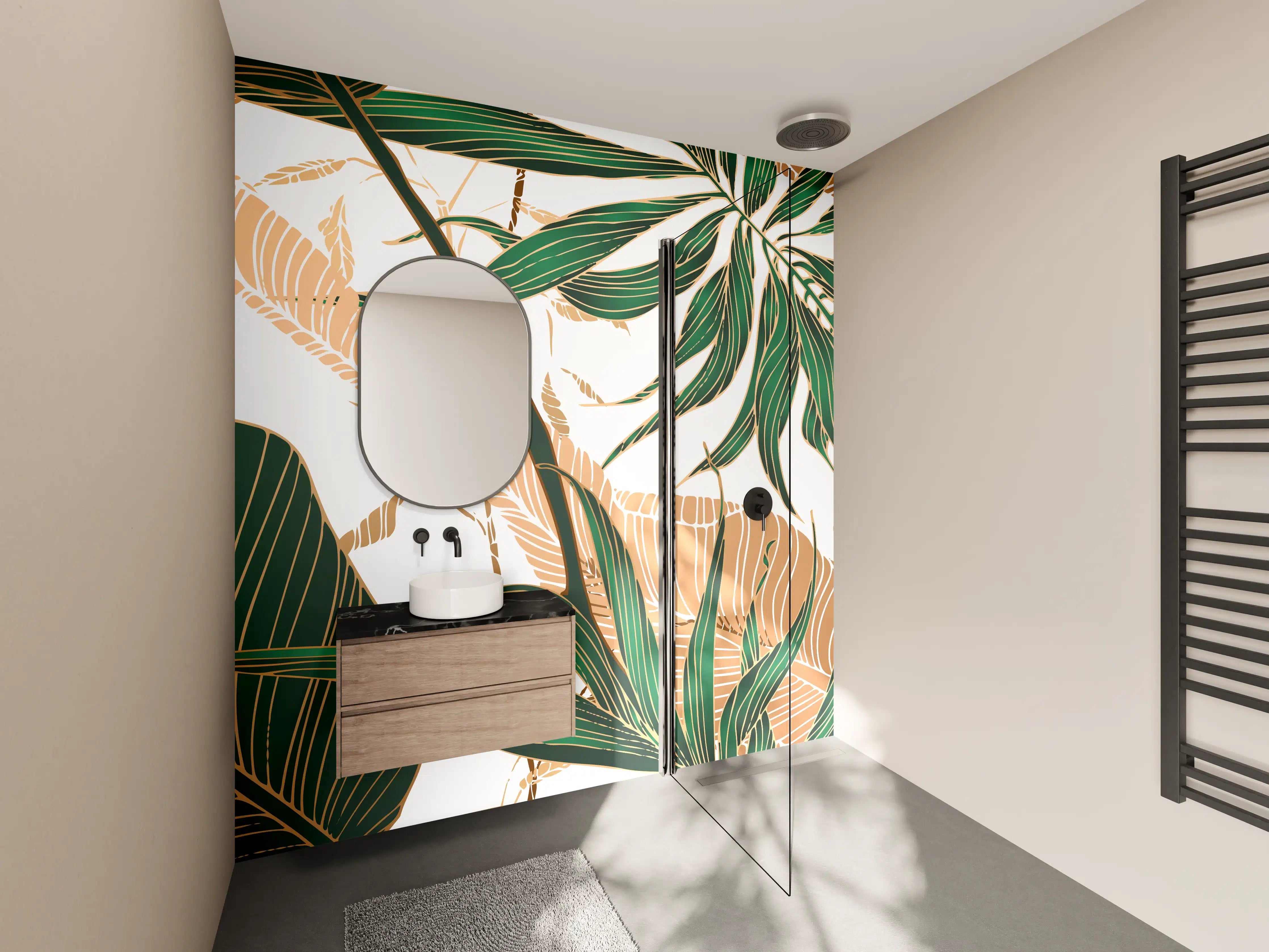 Wandverkleidung Bad - Tropisches Blattmuster Design