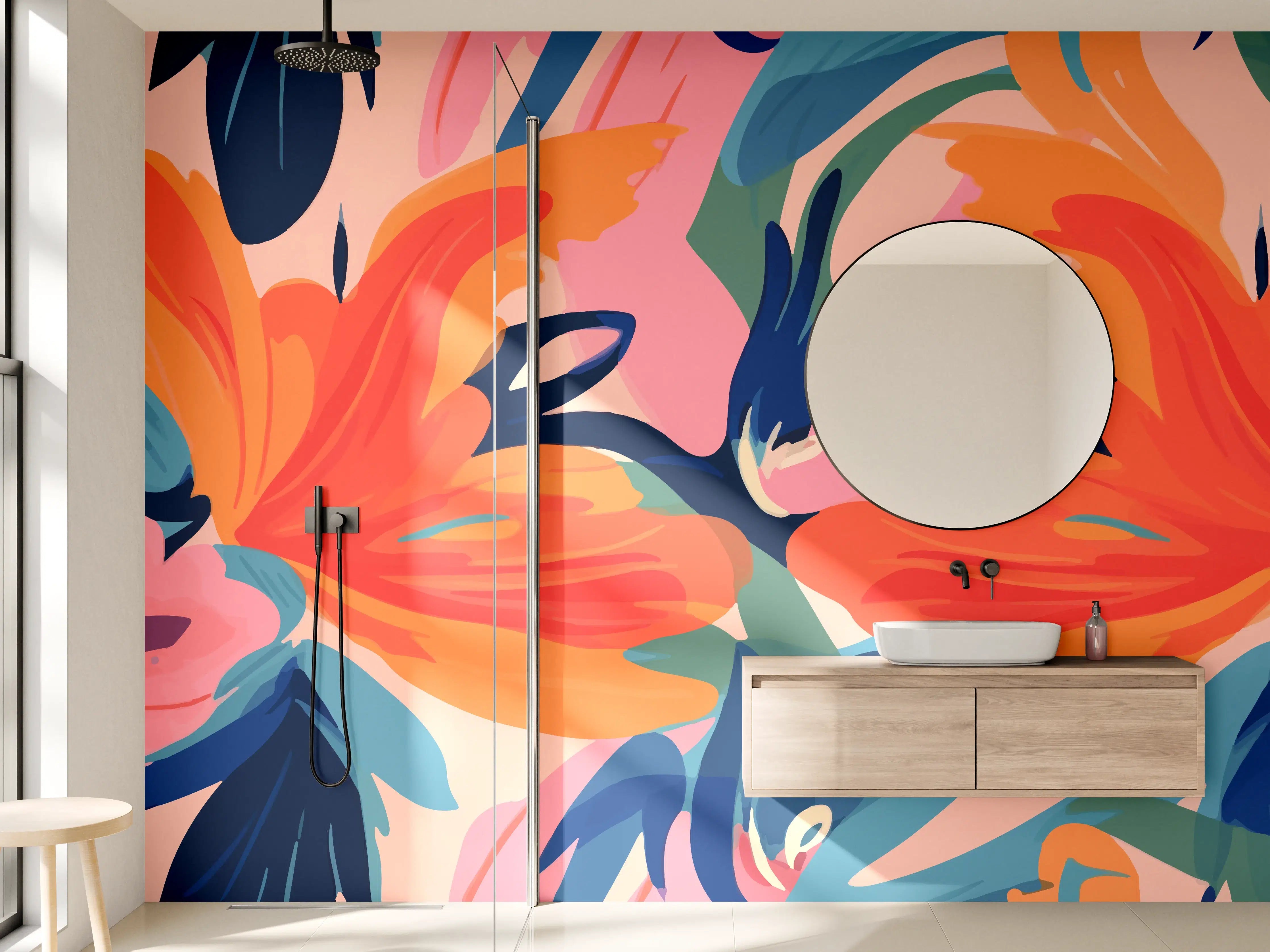 Wandverkleidung Bad - Tropisches Dämmerungs-Blumenmuster