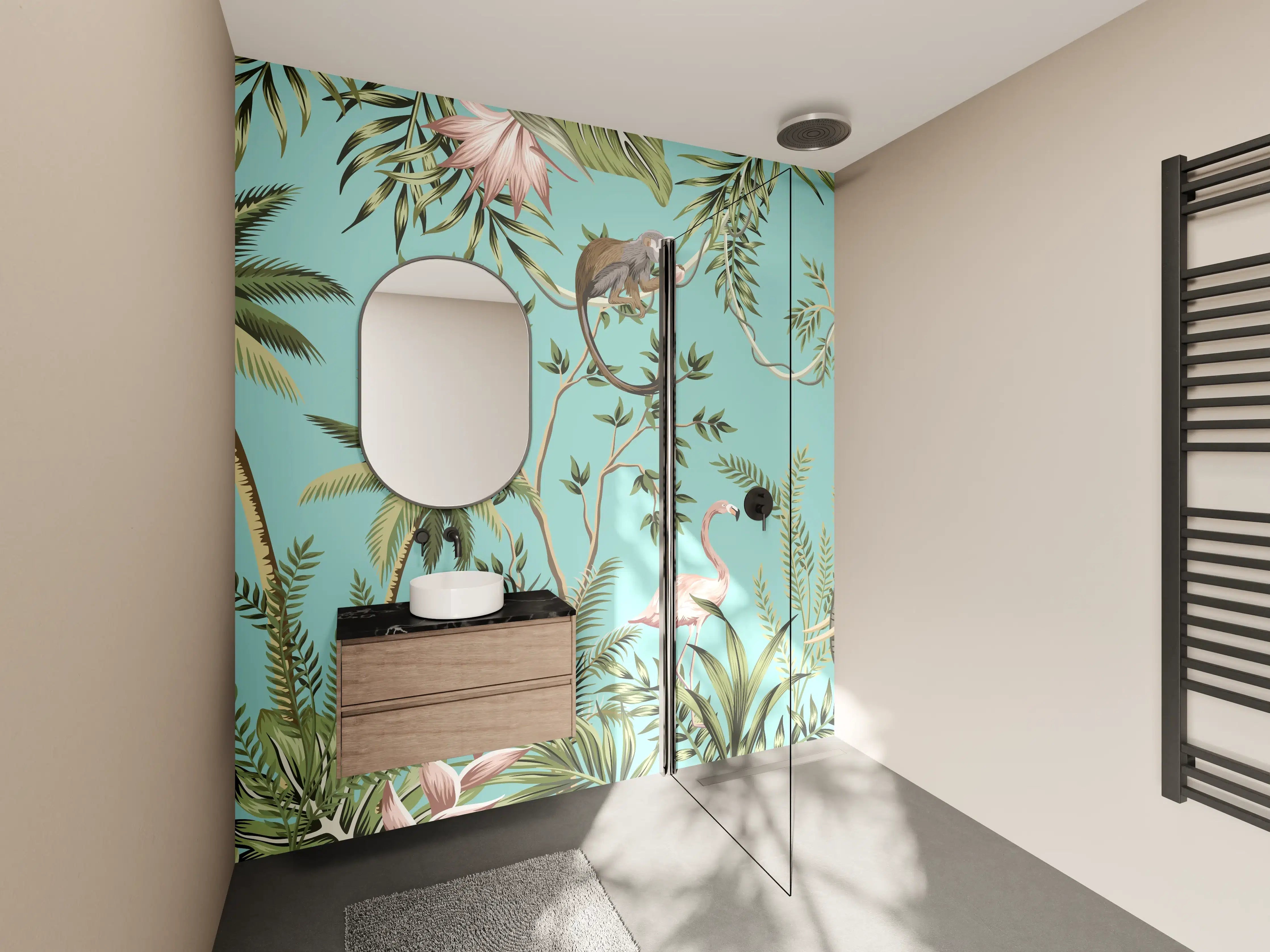 Wandverkleidung Bad - Tropisches Flair Stoffdesign