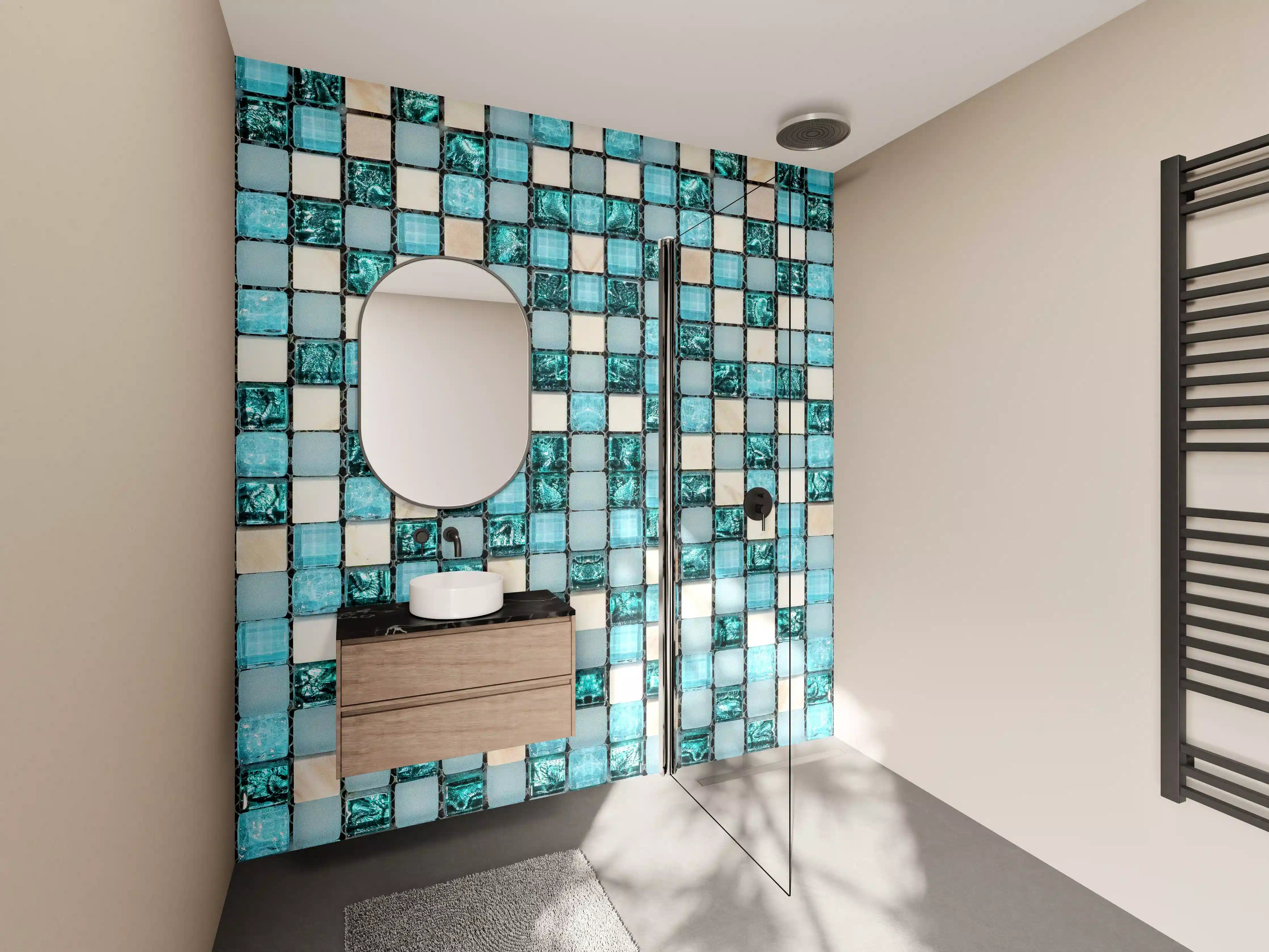 Wandverkleidung Bad - Türkis-Weißes Aquamarin Mosaik