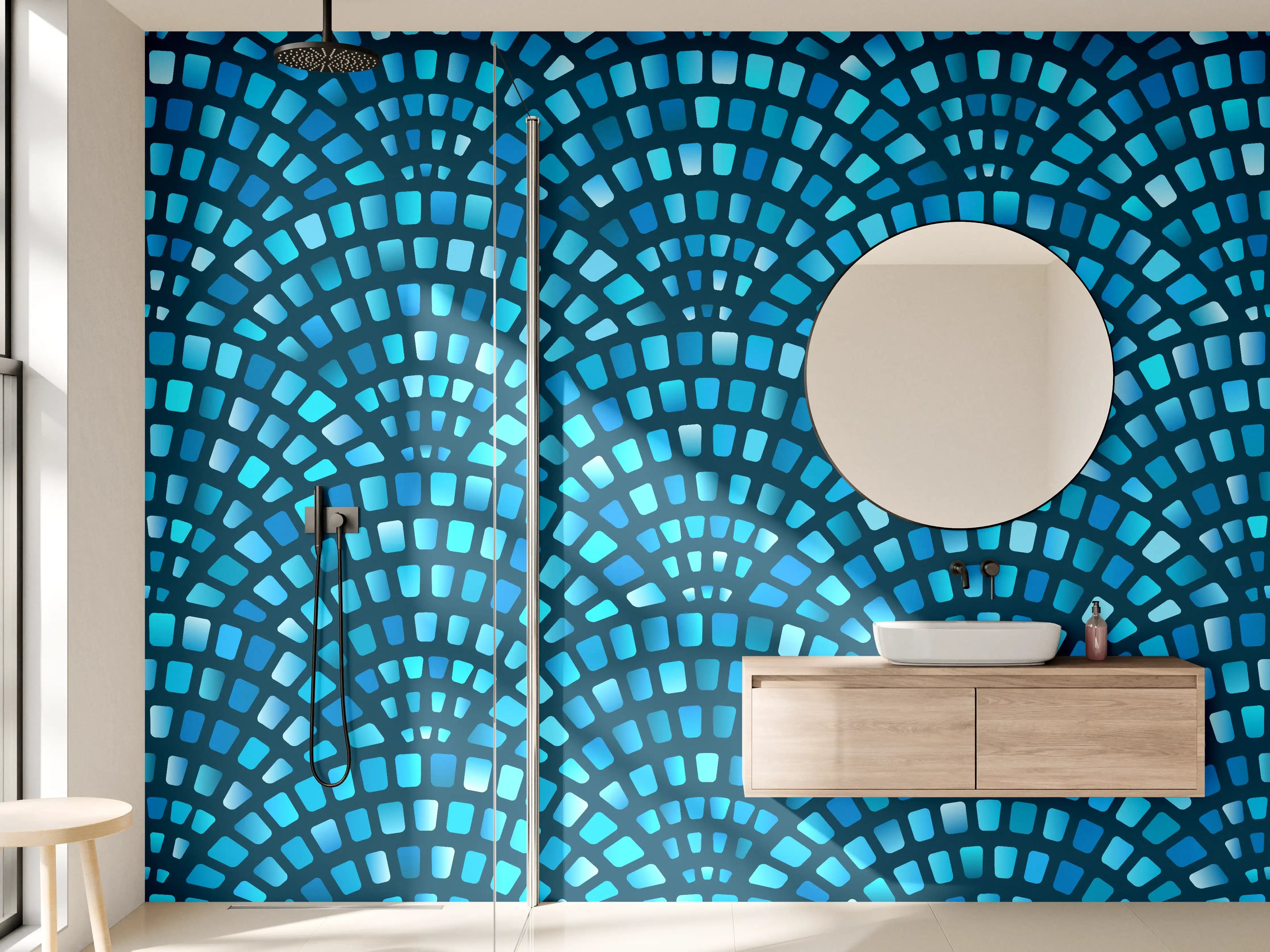 Wandverkleidung Bad - Türkise Fischschuppen-Mosaiktextur