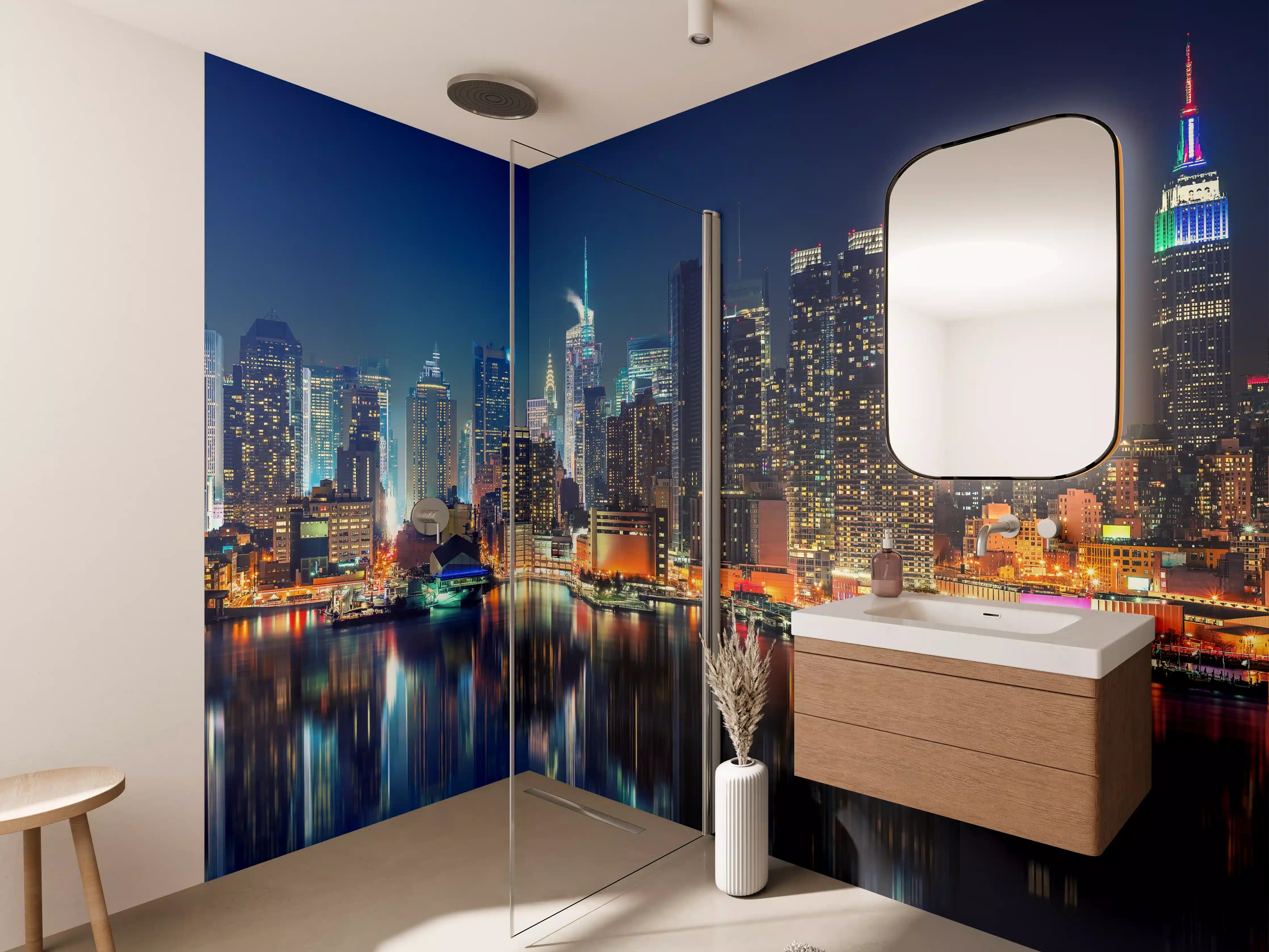 Wandverkleidung Bad - Türkise Schlange auf schwarzem Grund 