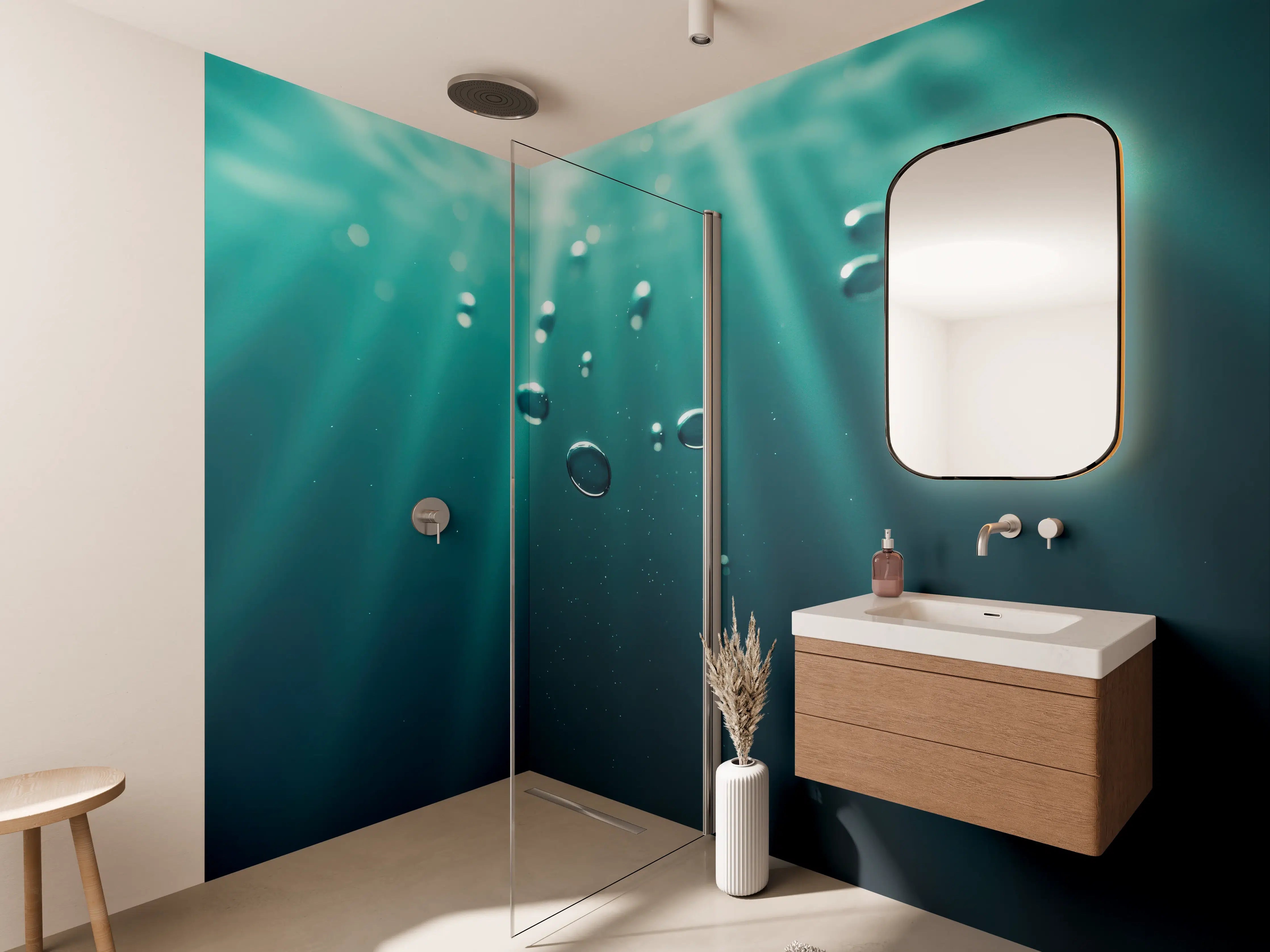 Wandverkleidung Bad - Unterwasserbläschen mit Sonnenlicht-Effekt
