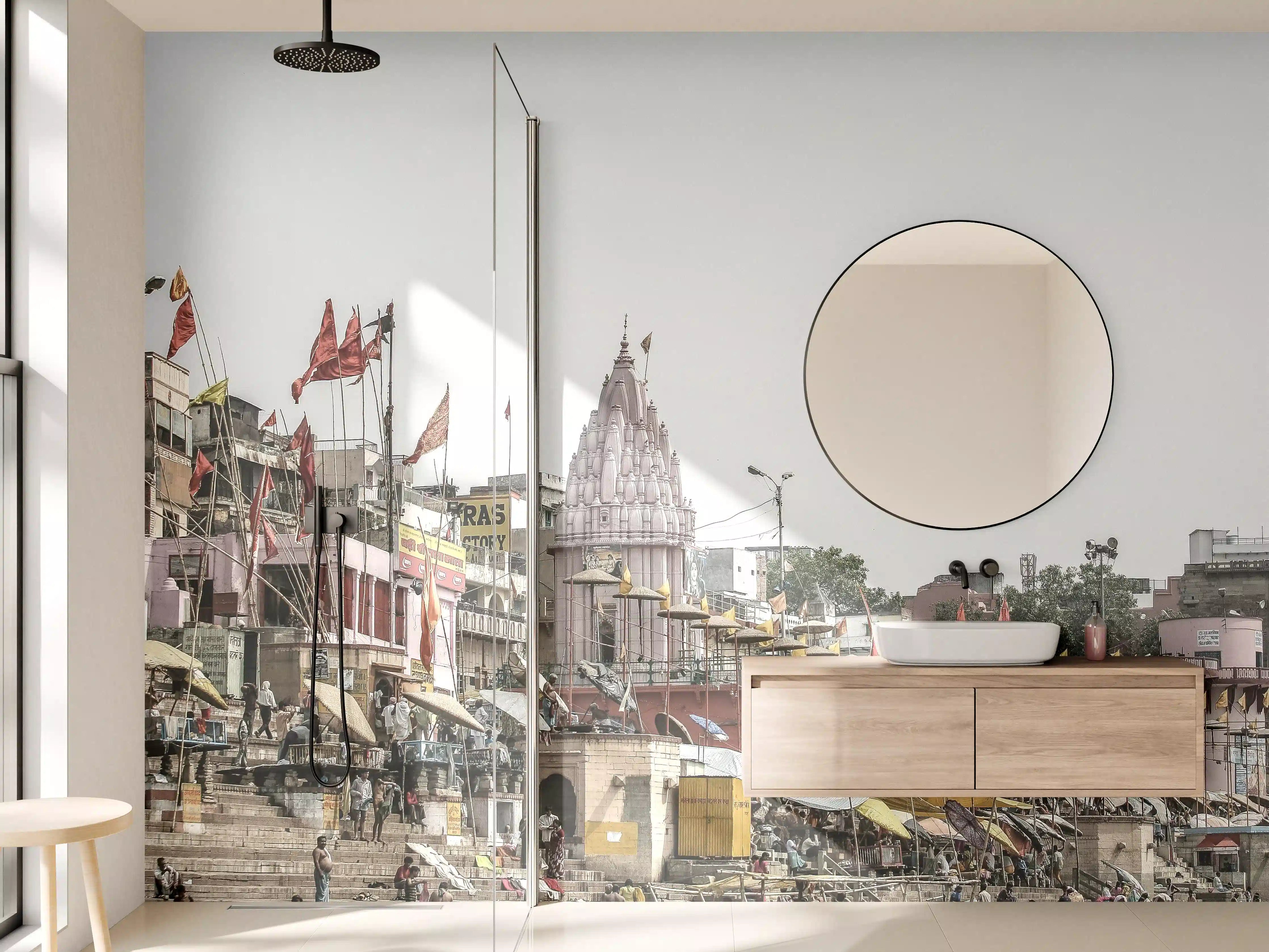 Wandverkleidung Bad - Varanasi Ghats und Ganges