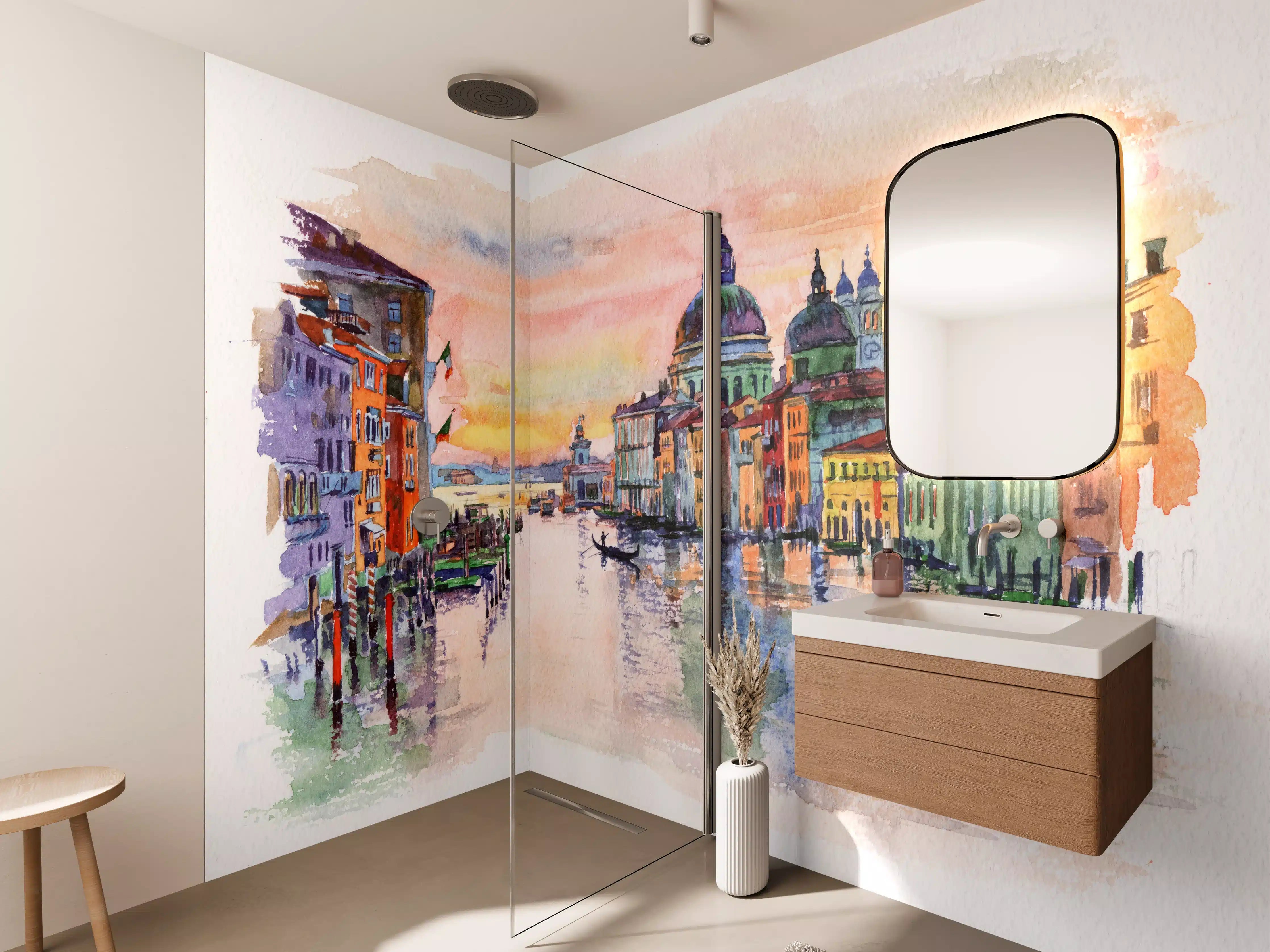 Wandverkleidung Bad - Venedig Aquarell 