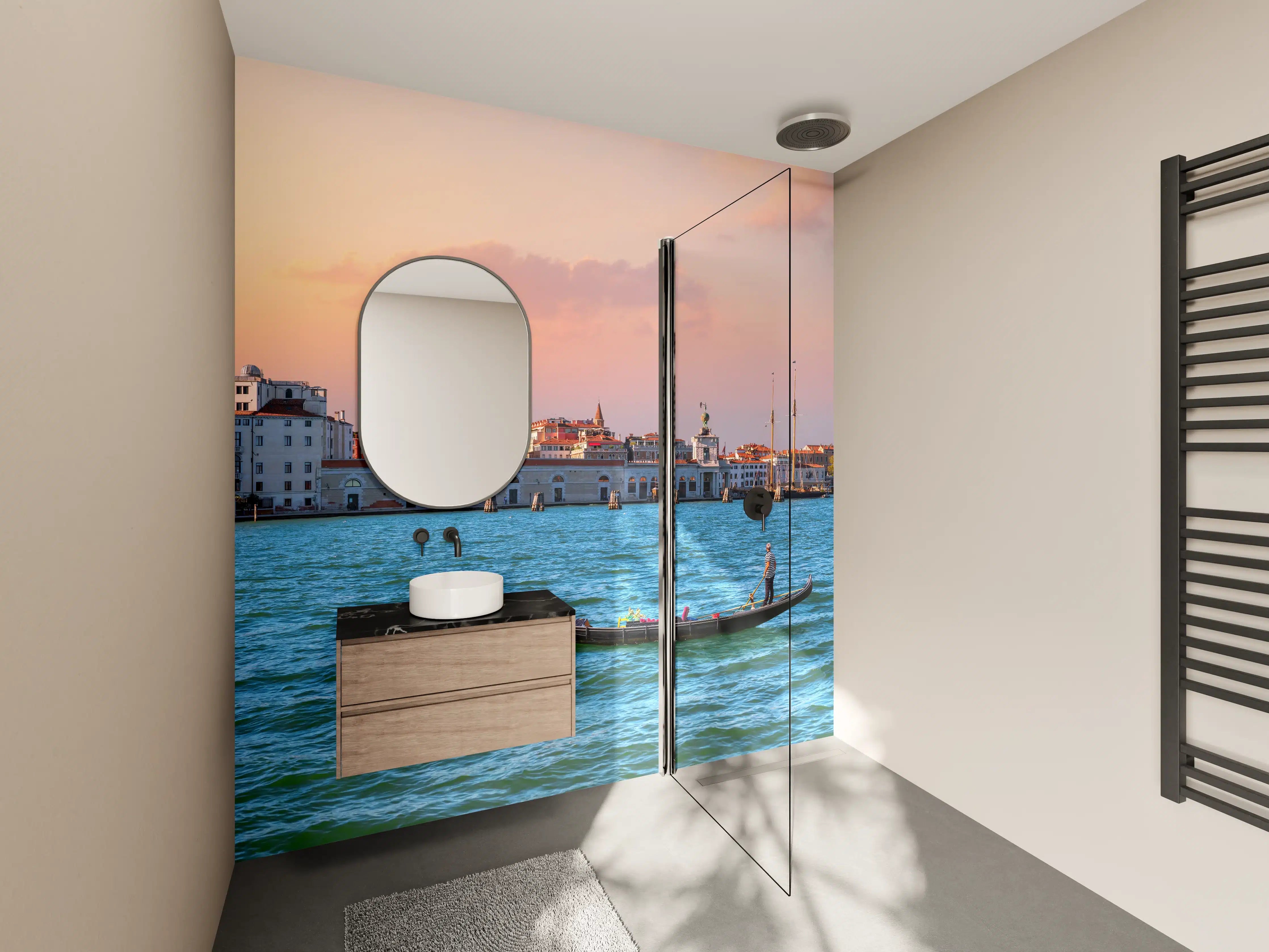 Wandverkleidung Bad - Venedig Skyline bei Sonnenuntergang