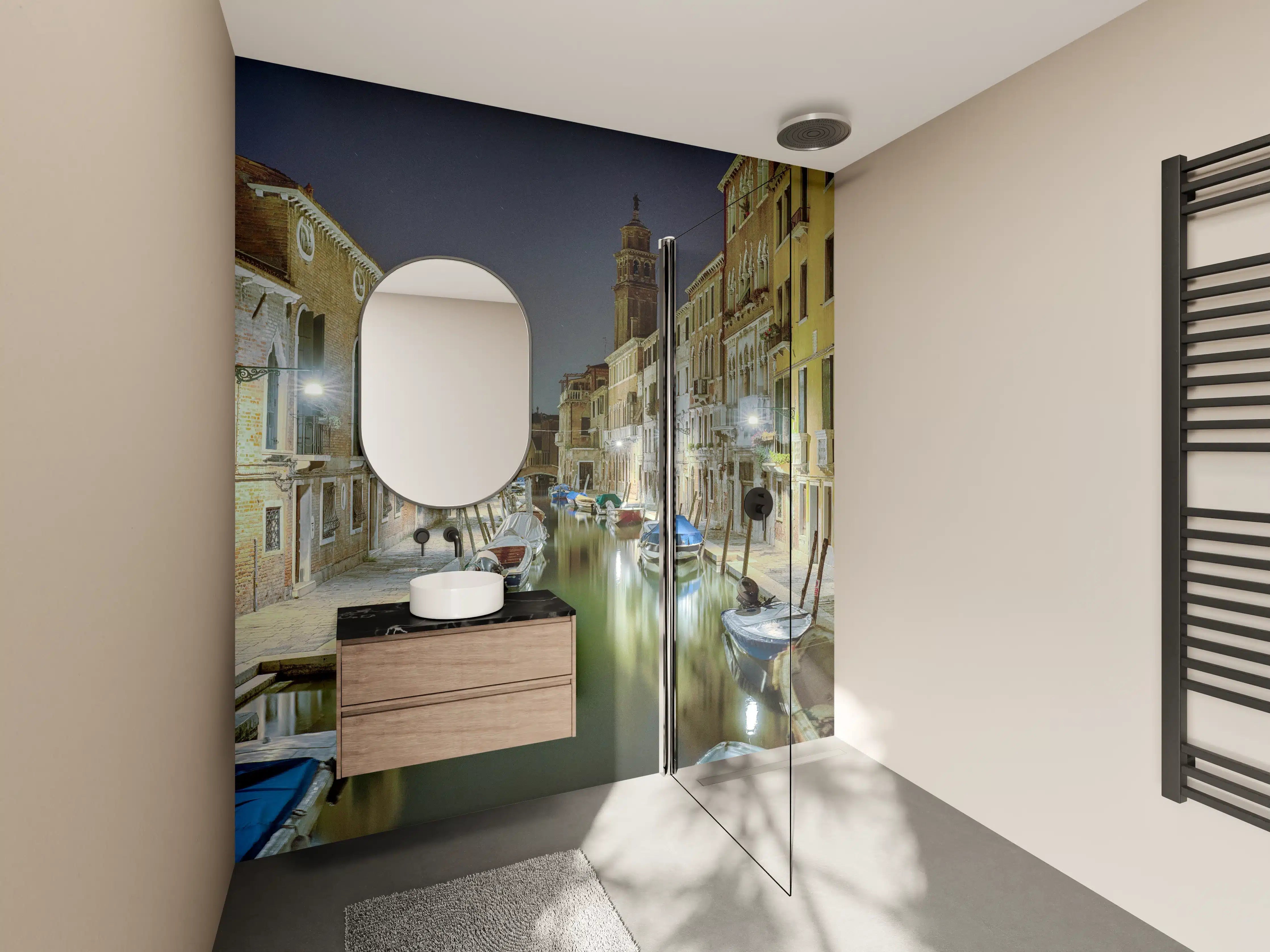 Wandverkleidung Bad - Venezia bei Nacht