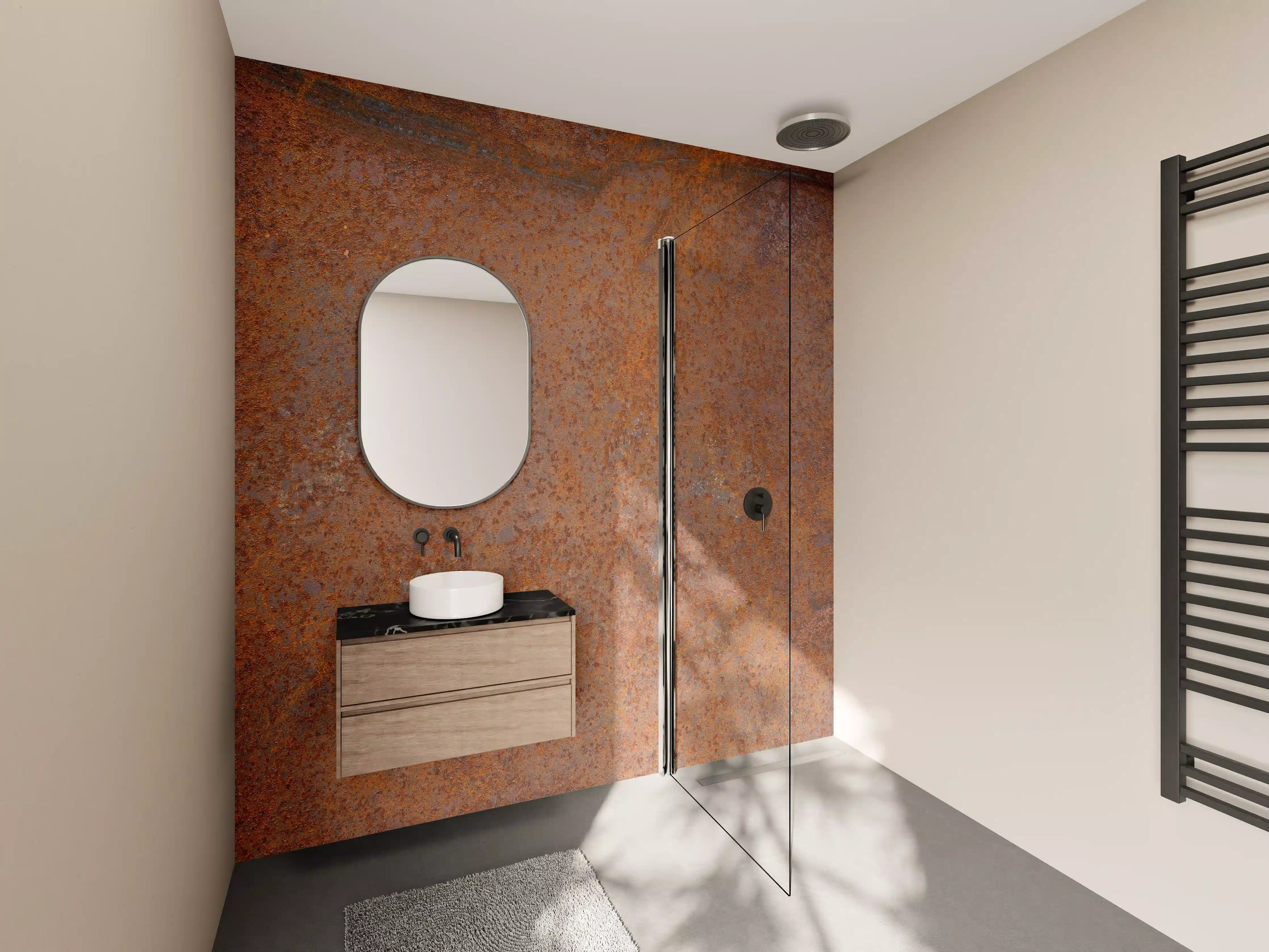 Wandverkleidung Bad - Verrostetes Metall