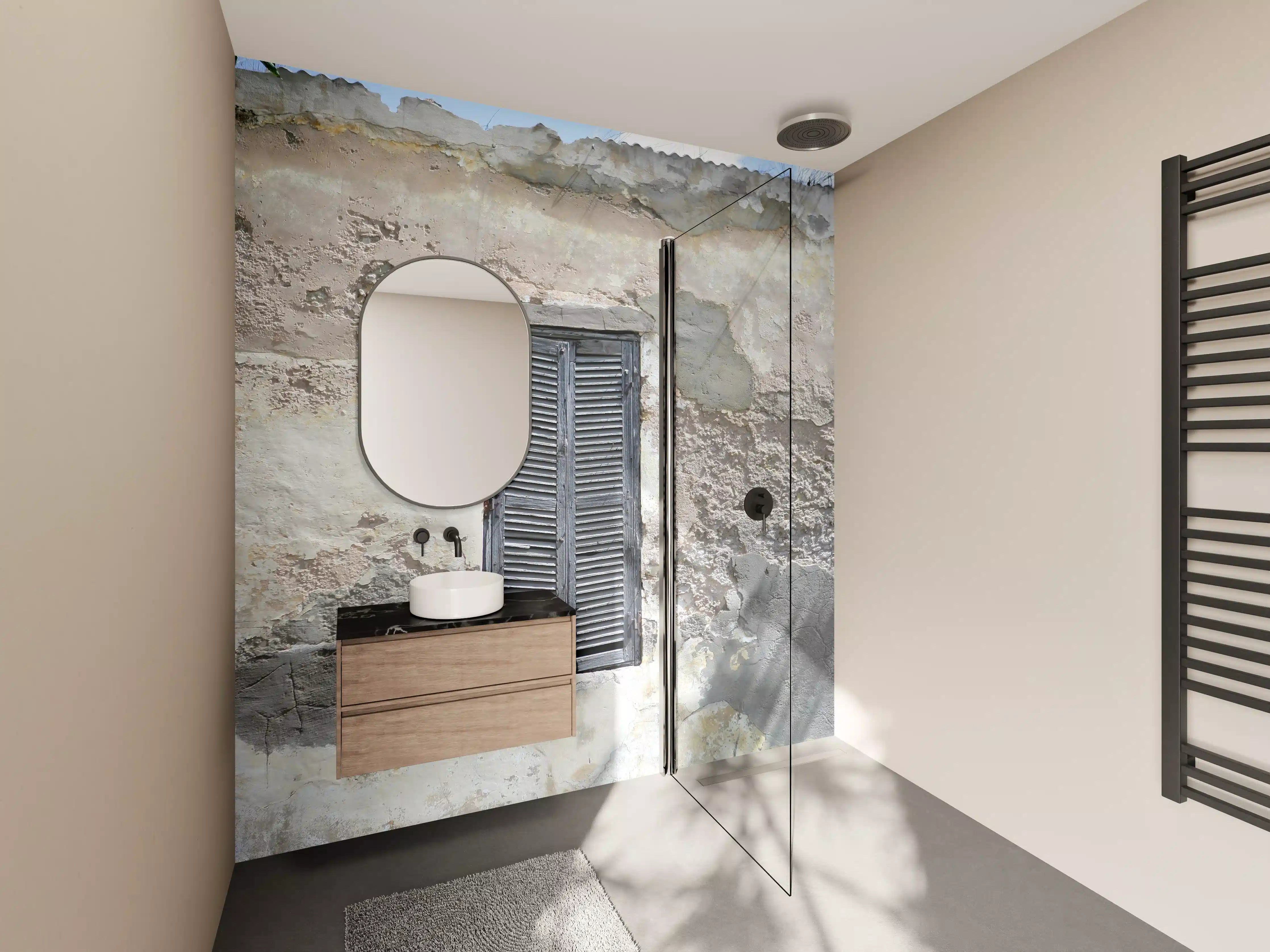 Wandverkleidung Bad - Verwittertes Fenster in alter Wand