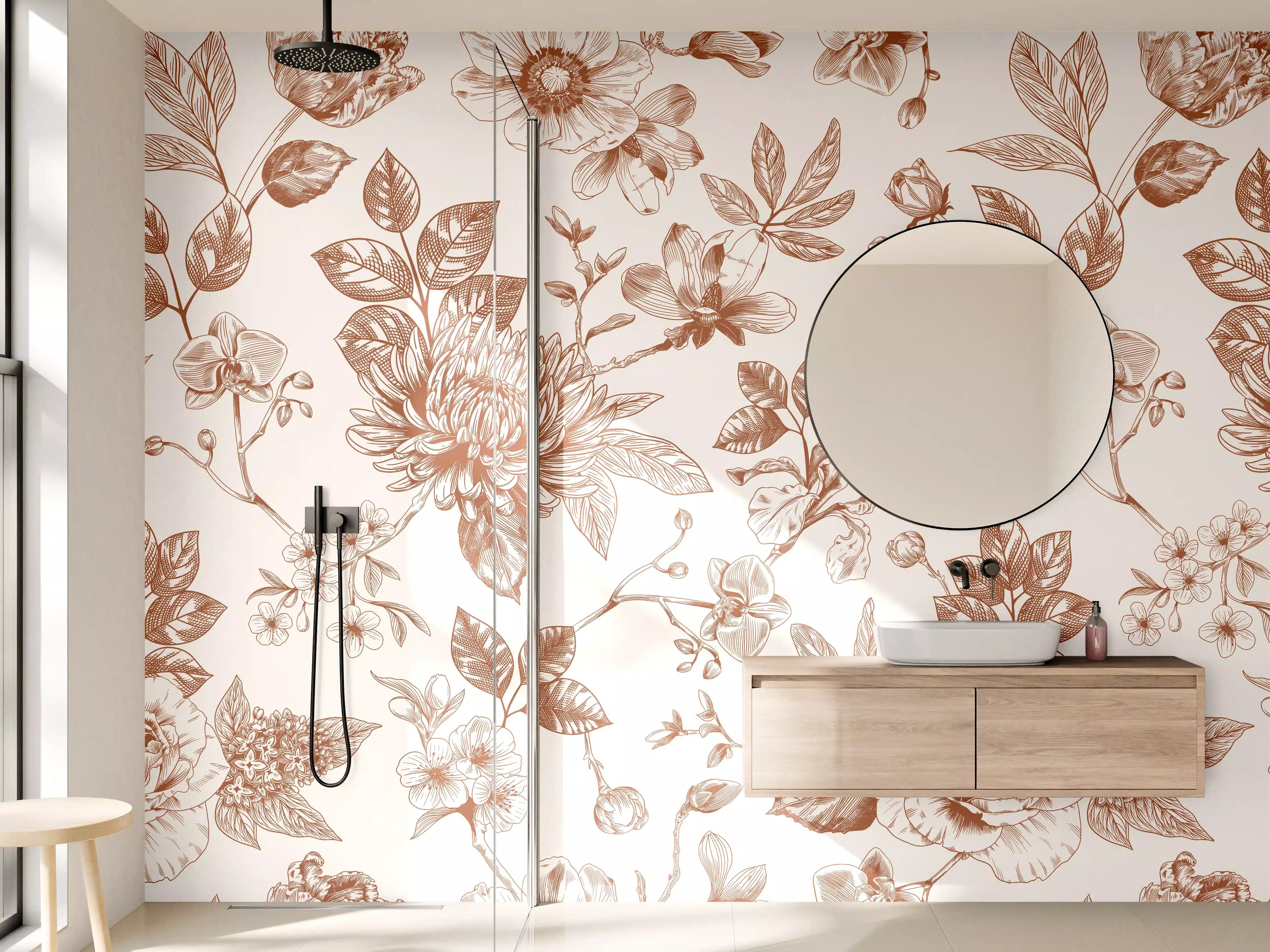 Wandverkleidung Bad - Vintage Bloom Amber Blumenmuster