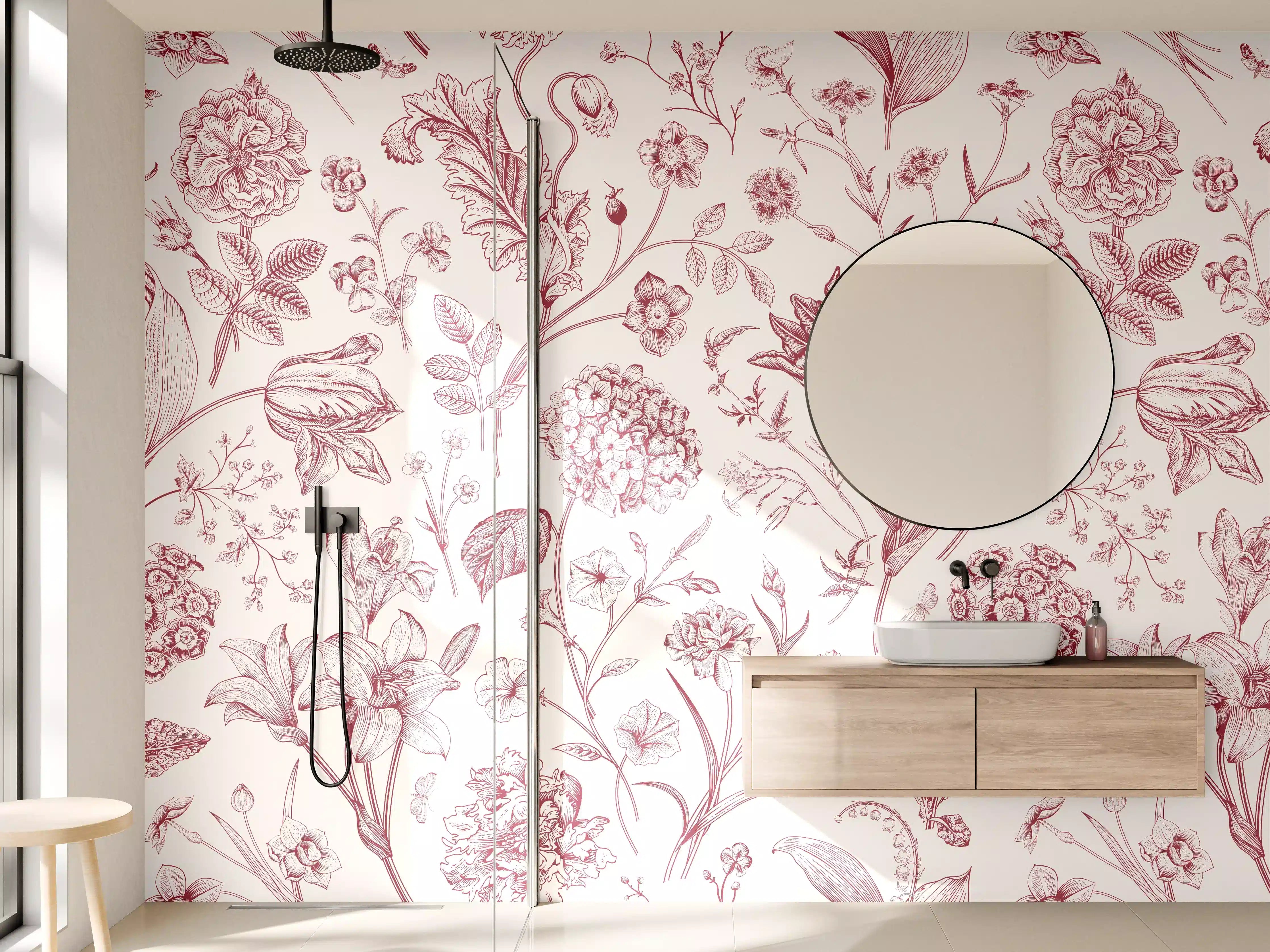 Wandverkleidung Bad - Vintage Bloom Rosa-Muster