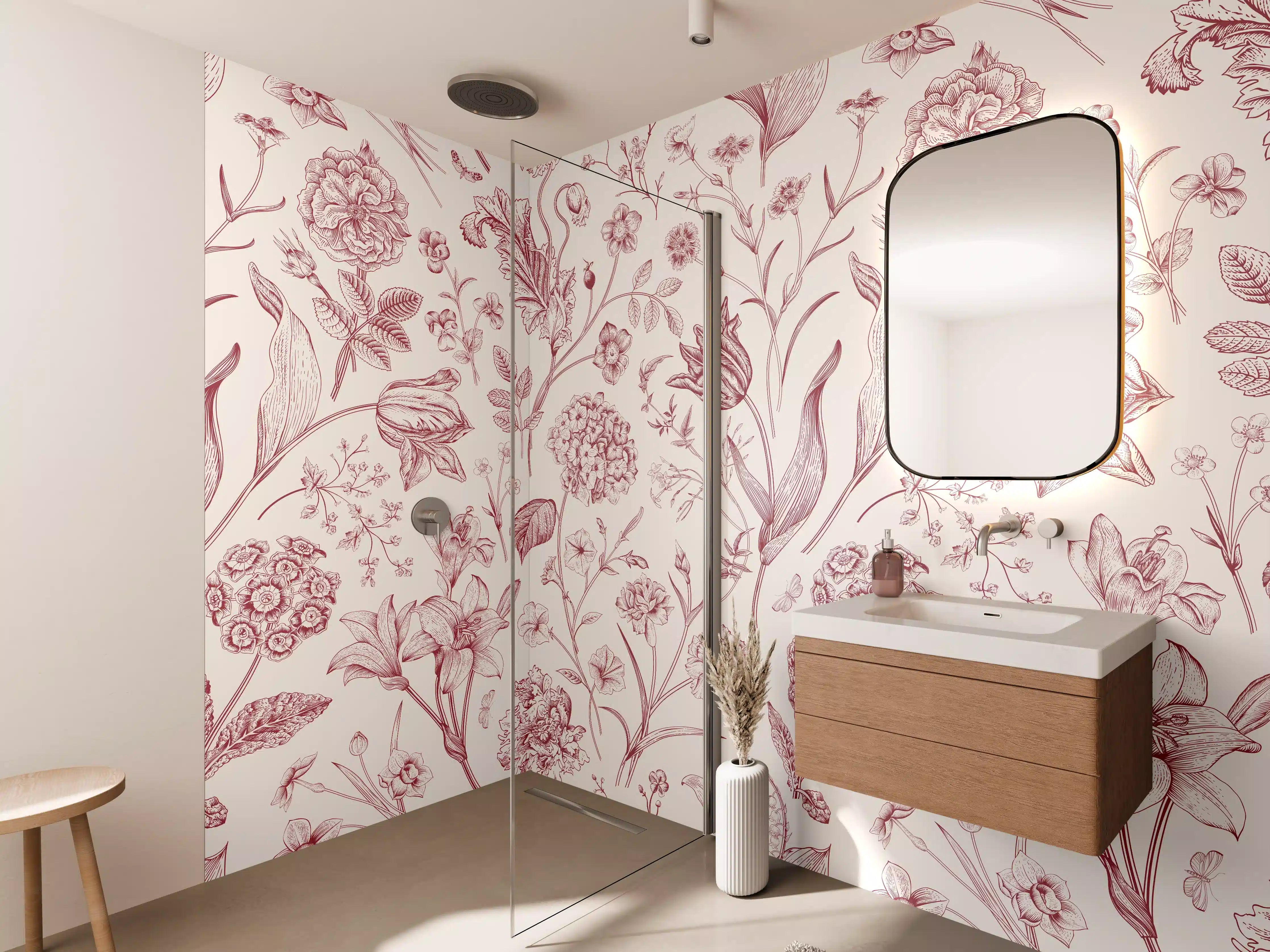 Wandverkleidung Bad - Vintage Bloom Rosa-Muster