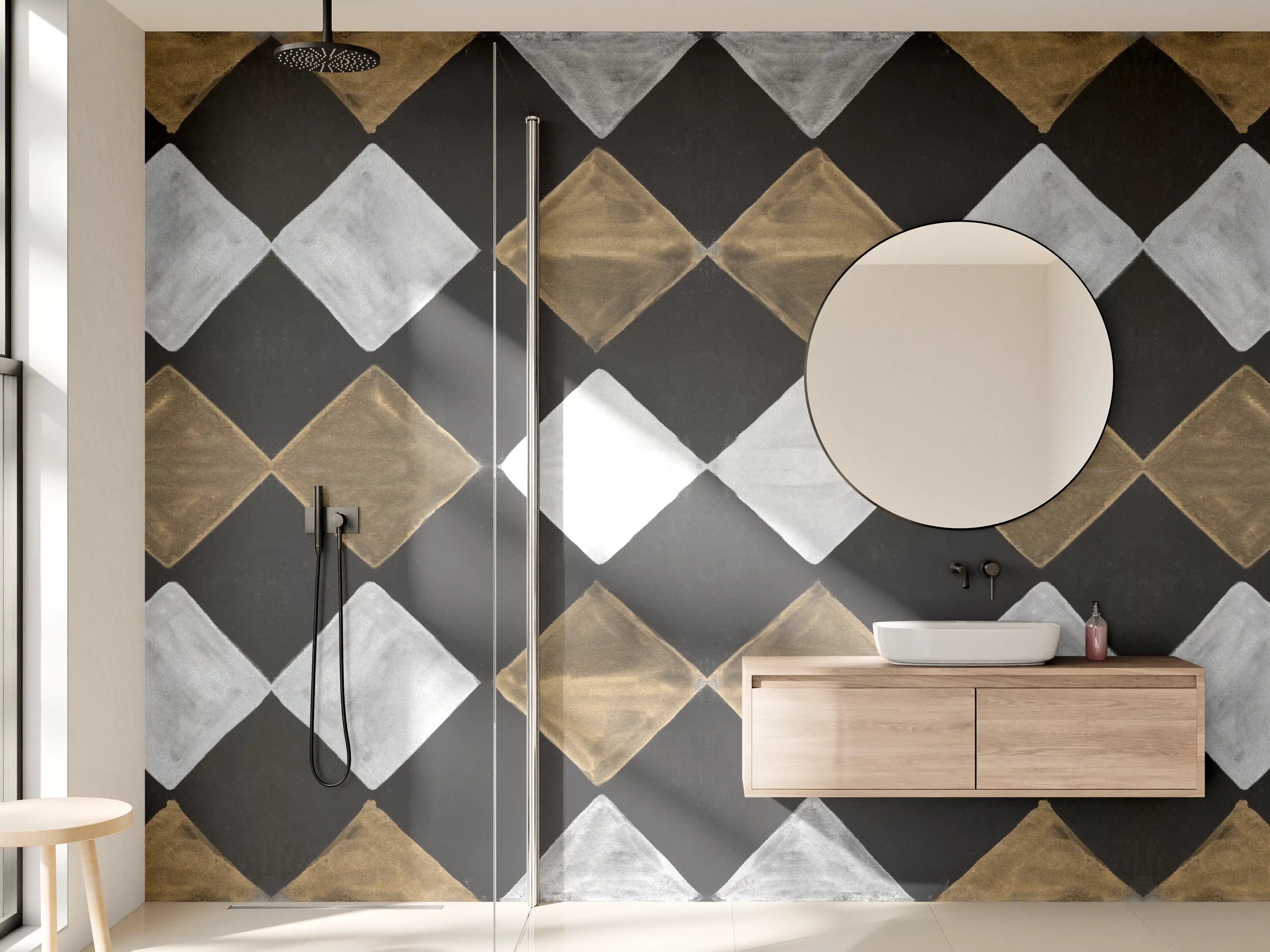 Wandverkleidung Bad - Vintage Mosaik Fliesentapete