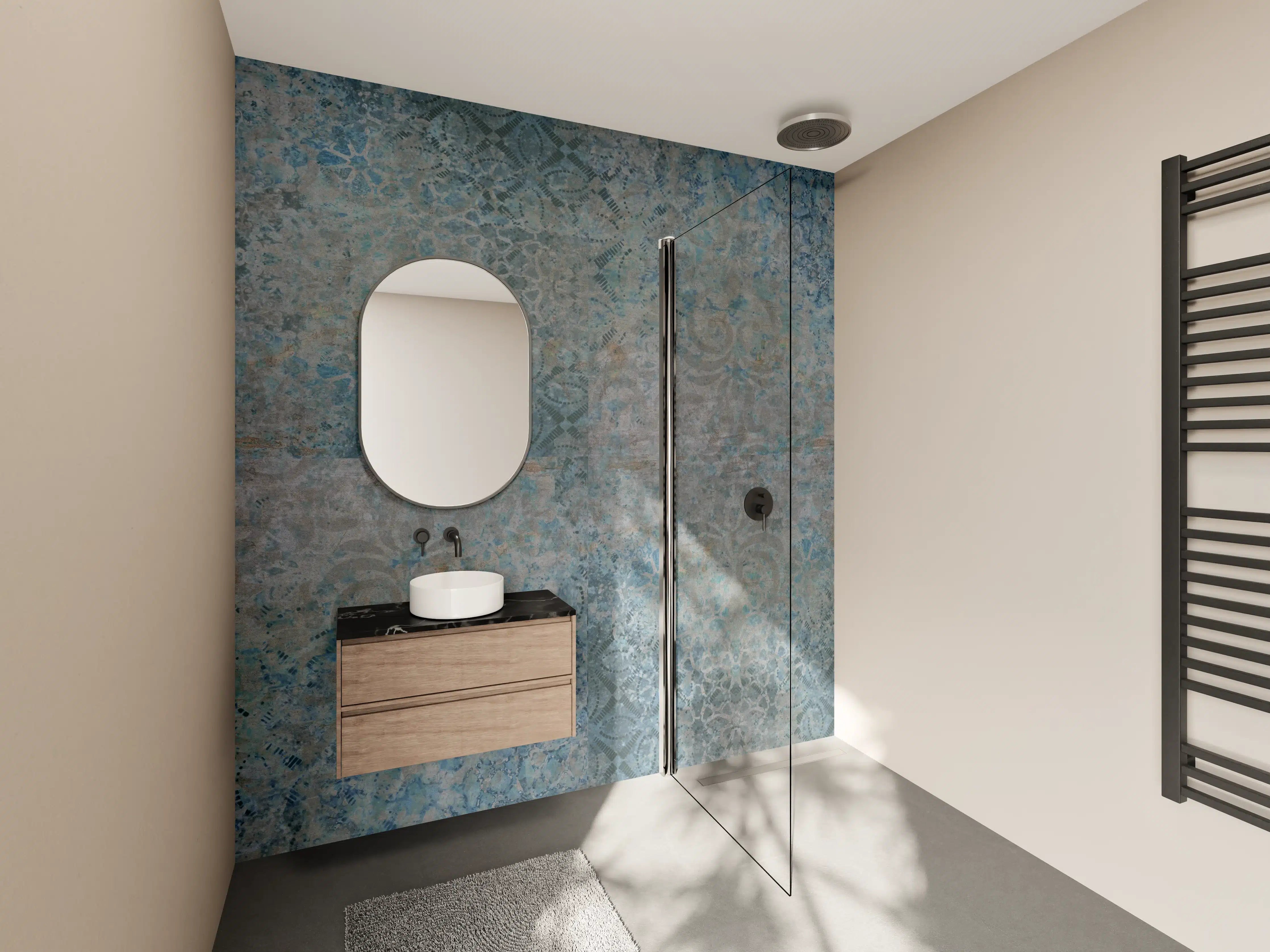 Wandverkleidung Bad - Vintage-Türkis-Grau-Mosaikfliesen