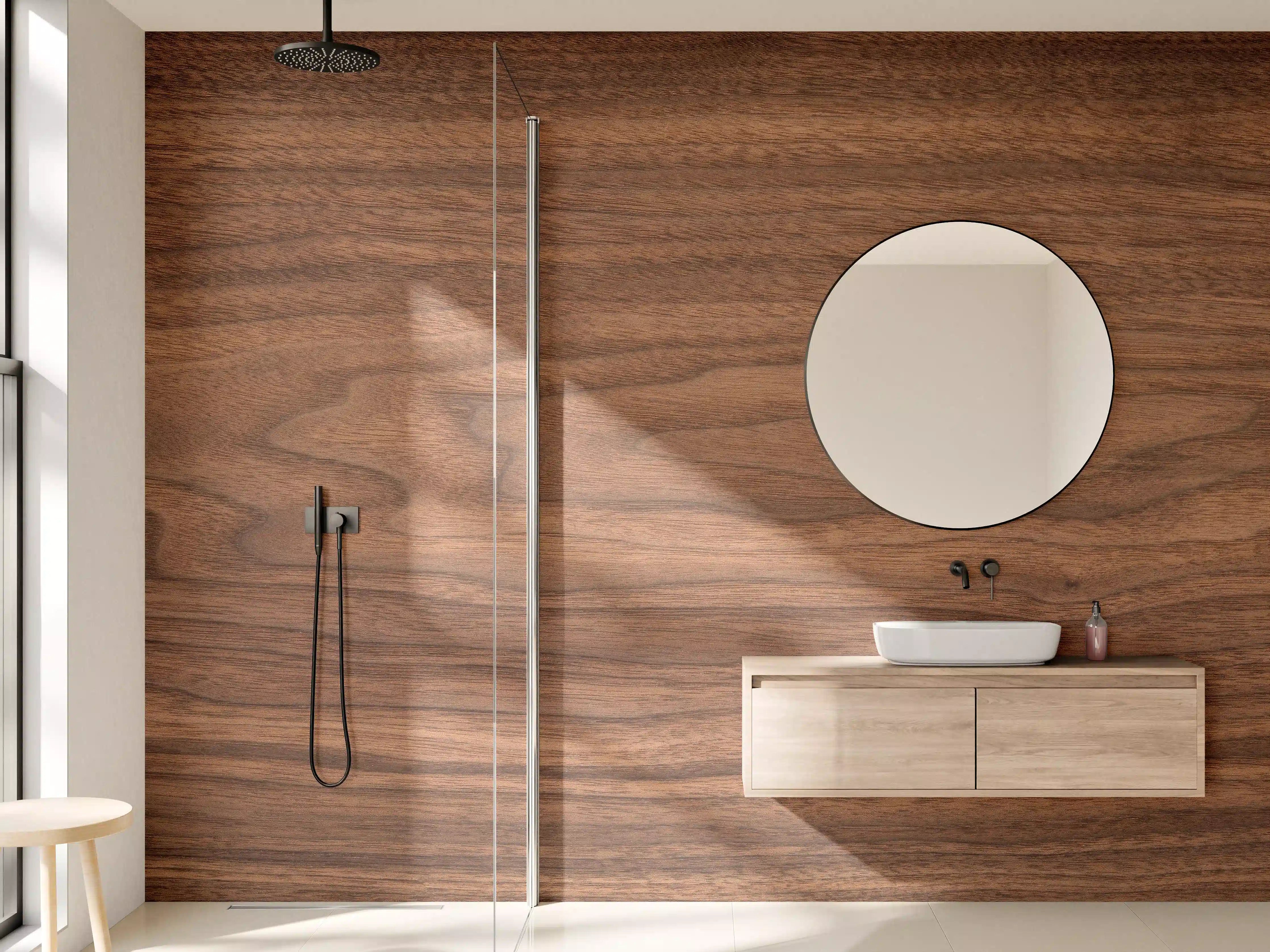 Wandverkleidung Bad - Walnussholz Matt